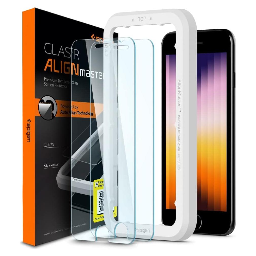Protector de Pantalla Vidrio Templado Spigen 2 Paquete iPhone SE 3/2, 8, 7