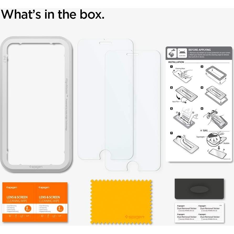 Protector de Pantalla Vidrio Templado Spigen 2 Paquete iPhone SE 3/2, 8, 7