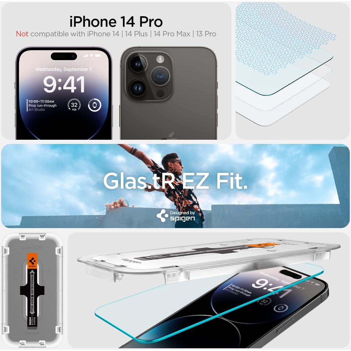 Protector de Pantalla Vidrio Templado Spigen iPhone 14 Pro - 2 Paquete