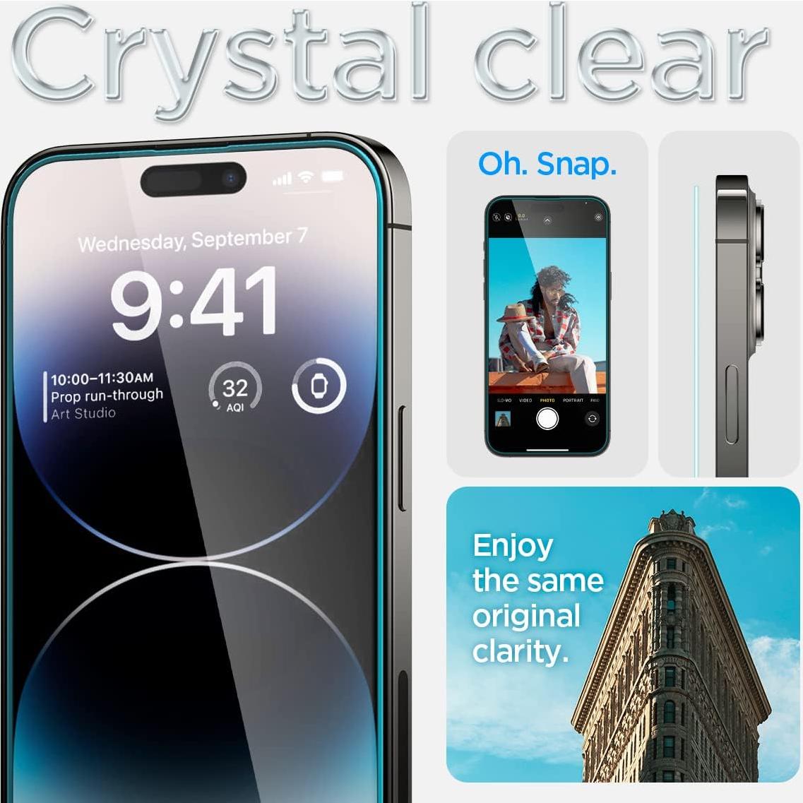 Protector de Pantalla Vidrio Templado Spigen iPhone 14 Pro - 2 Paquete