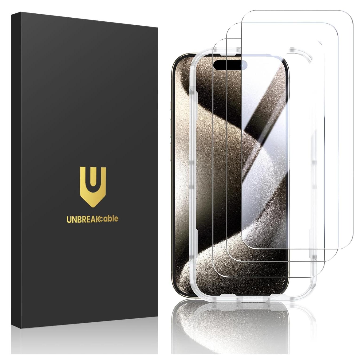 Protector de Pantalla UNBREAKcable para iPhone 15 Pro 3-Pack