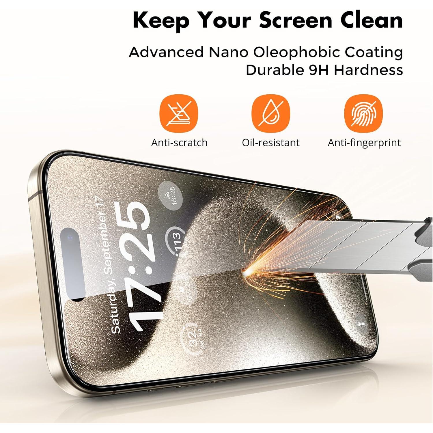 Protector de Pantalla UNBREAKcable para iPhone 15 Pro 3-Pack