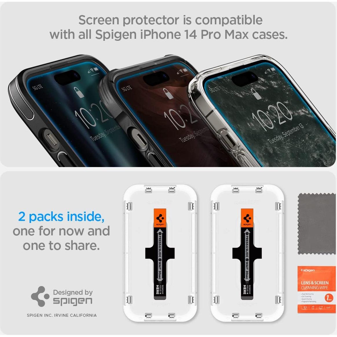 Protector de Pantalla Vidrio Templado Spigen iPhone 14 Pro Max