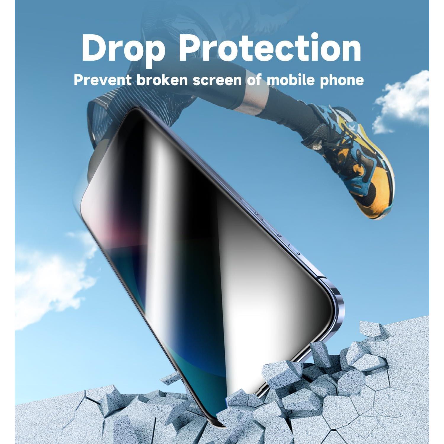 MAGIC JOHN 2 Pack for iPhone 13/13Pro/14/16e 6.1 inch Privacy Glass Screen Protector, Auto Dust-Elimination, Bubble Free, Easy Installation