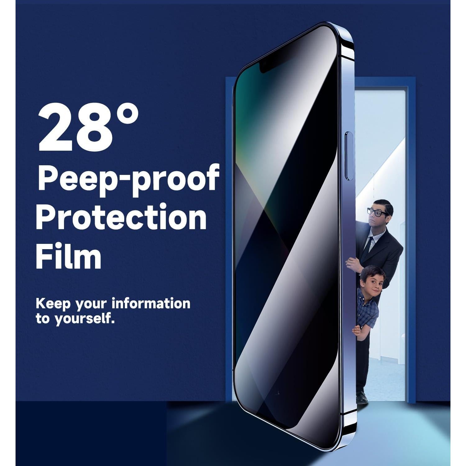 MAGIC JOHN 2 Pack for iPhone 13/13Pro/14/16e 6.1 inch Privacy Glass Screen Protector, Auto Dust-Elimination, Bubble Free, Easy Installation