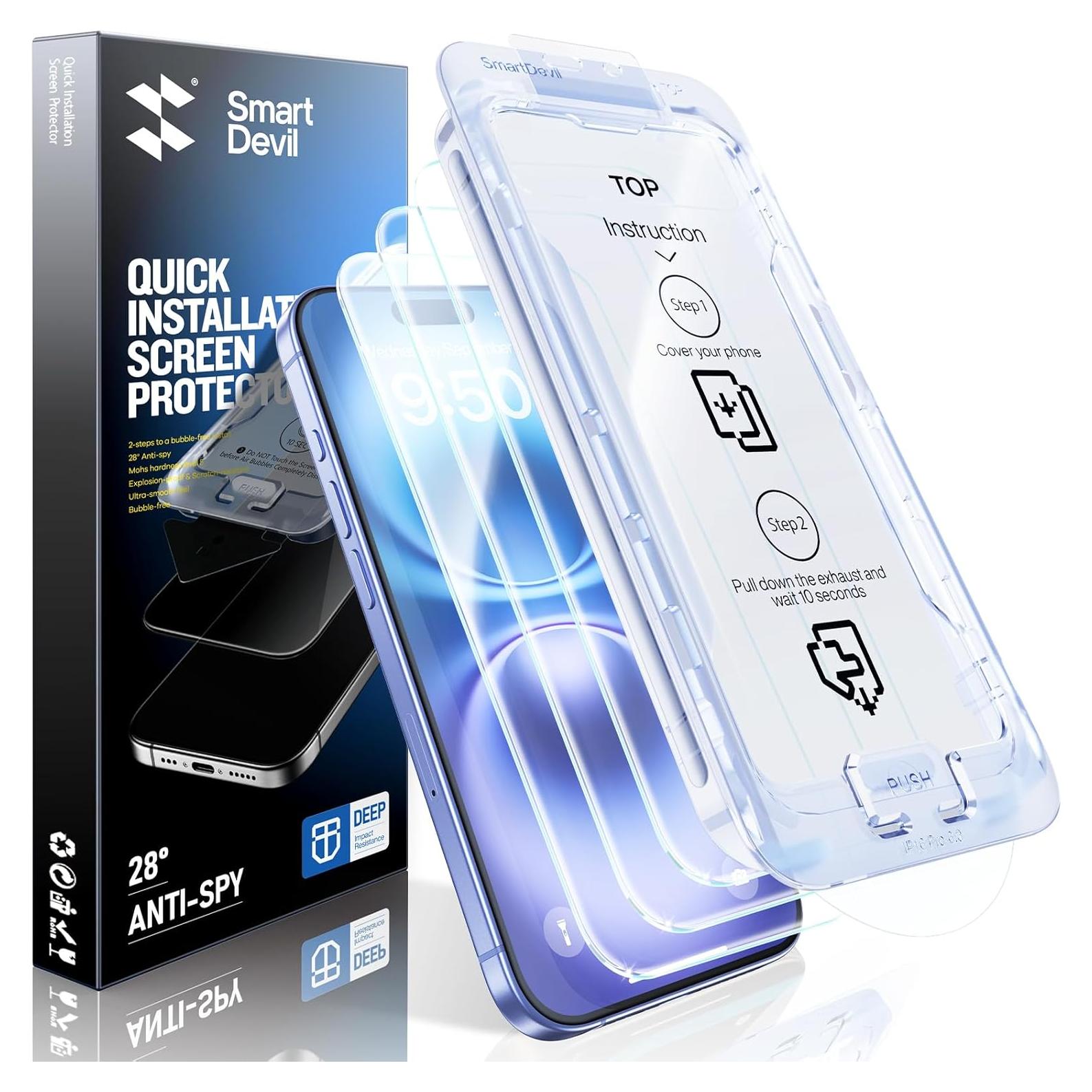 SMARTDEVIL Protector de Pantalla para iPhone 16 Vidrio Templado