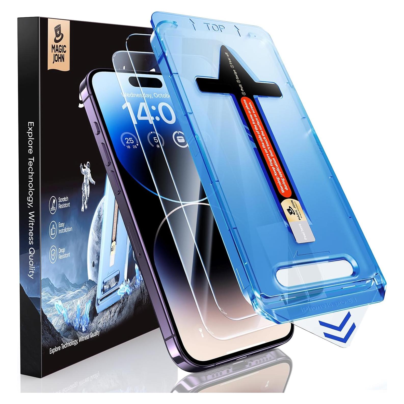 Protector de Pantalla Vidrio Templado MAGIC JOHN para iPhone 14 Pro 6.1" - 2 Unidades