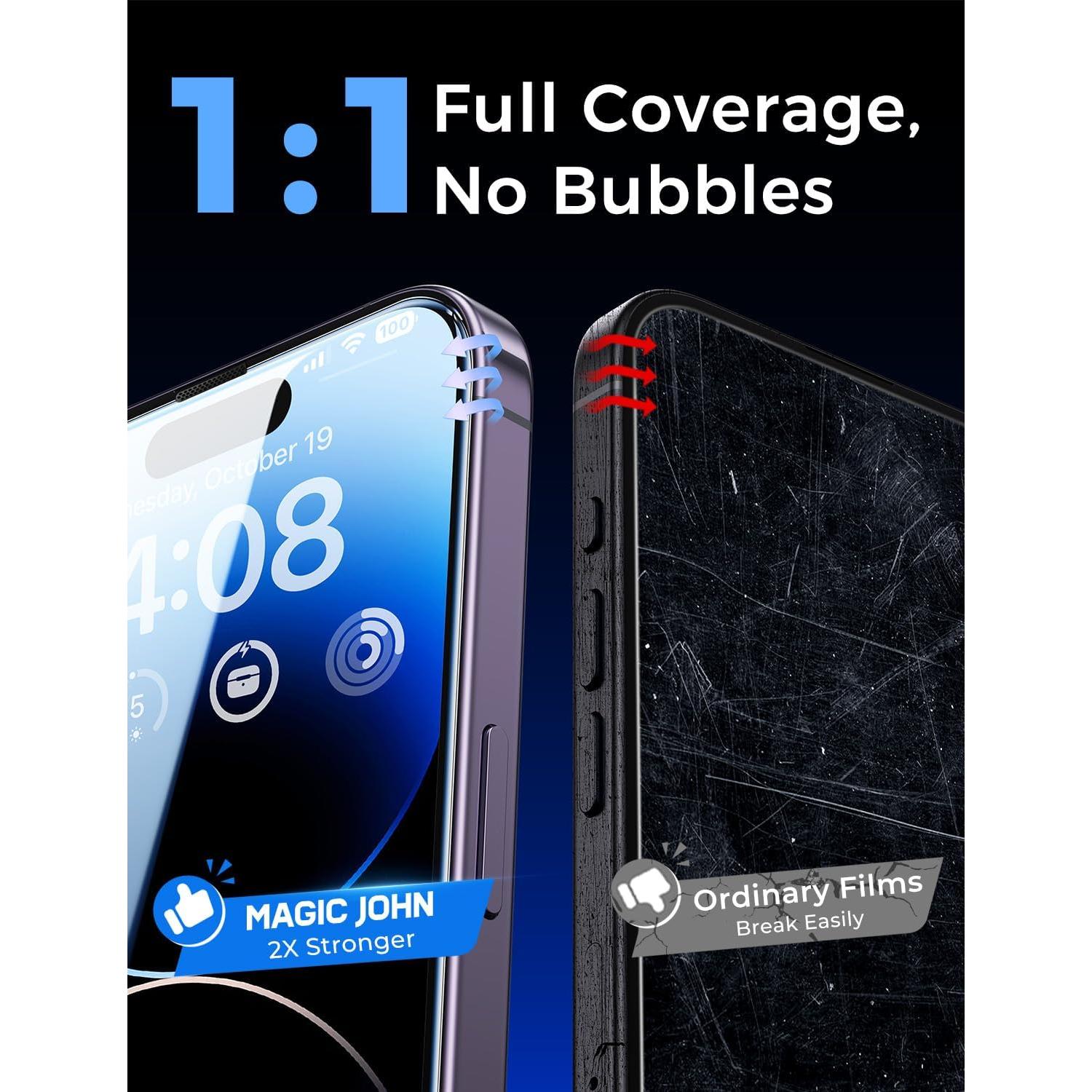 Protector de Pantalla Vidrio Templado MAGIC JOHN para iPhone 14 Pro 6.1" - 2 Unidades