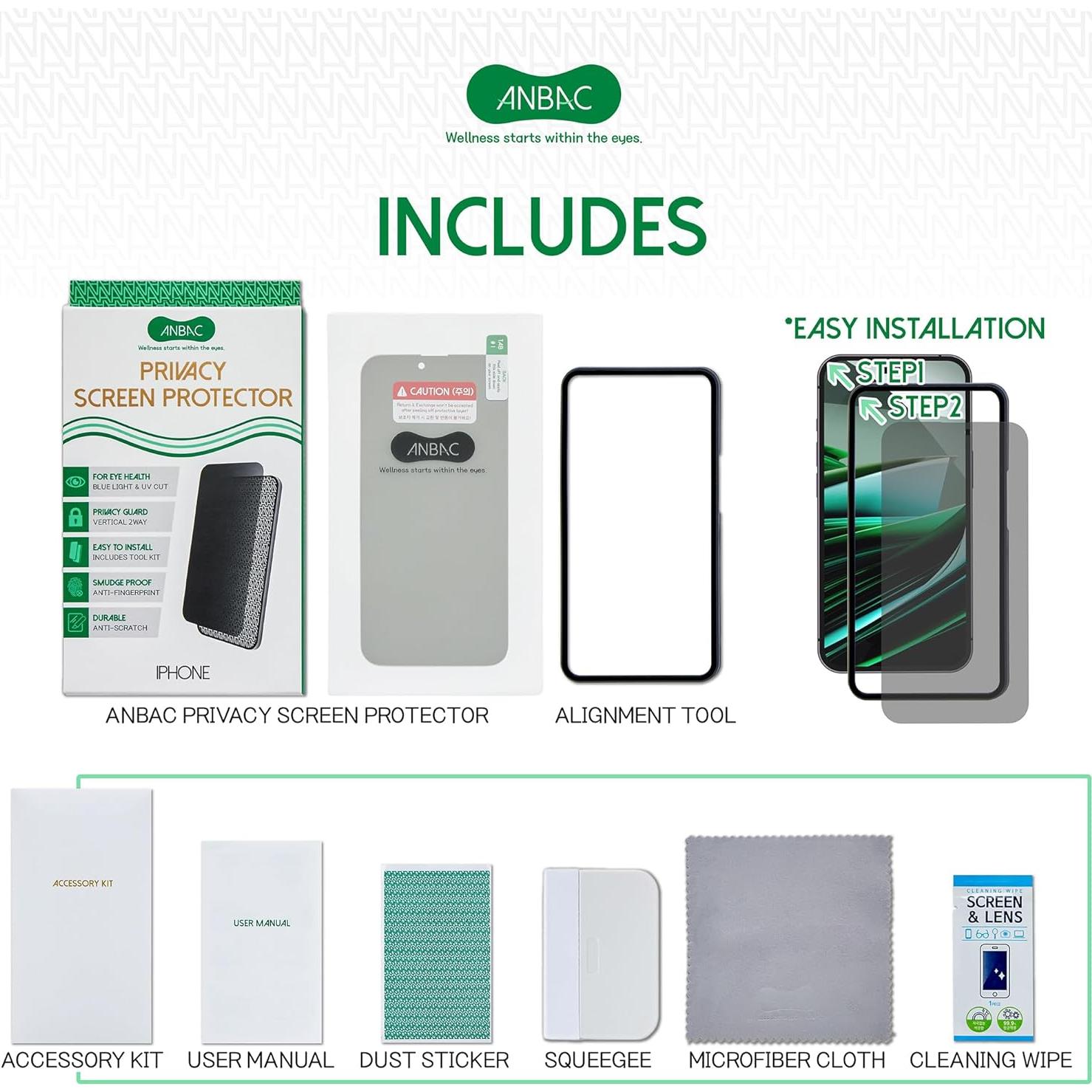 Protector de Pantalla Privado ANBAC para iPhone 14 Pro 6.1"