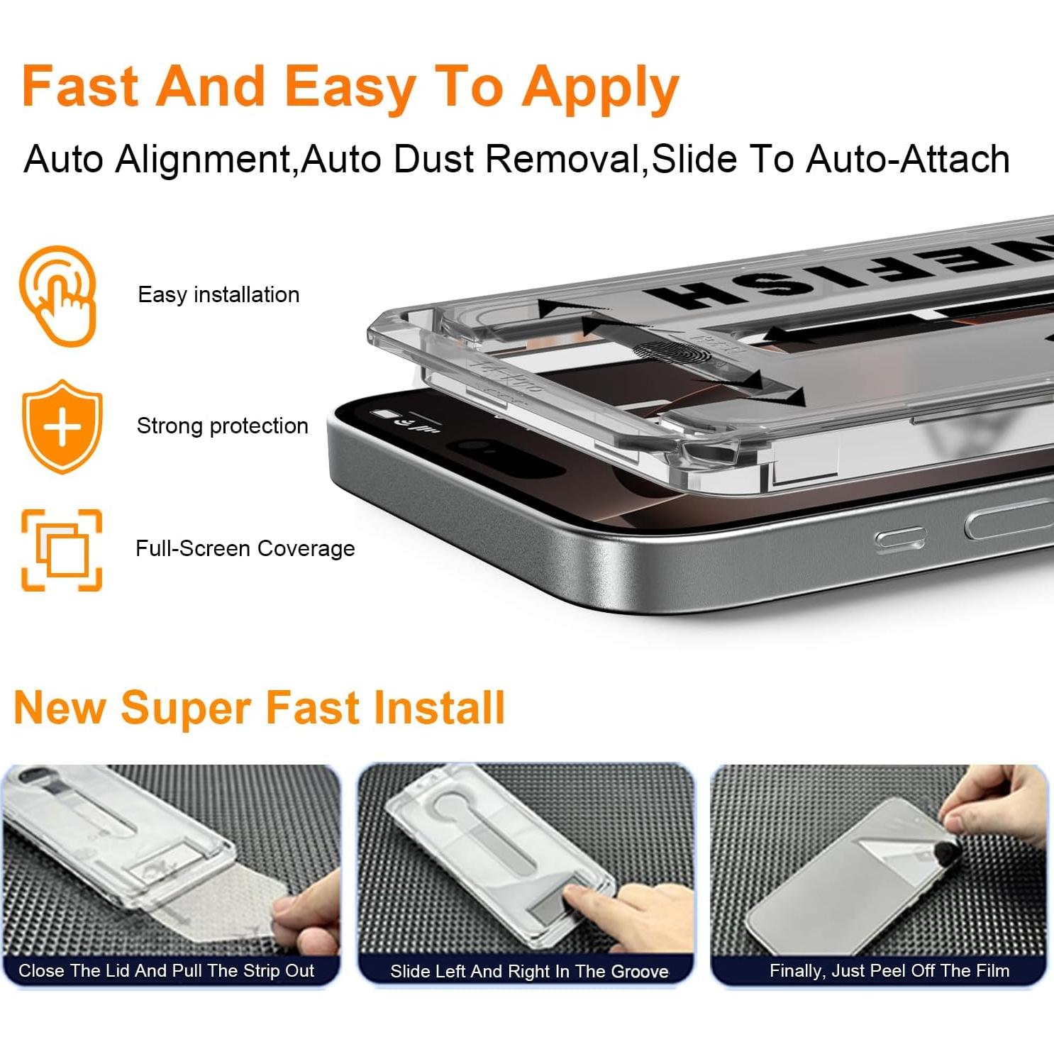 Protector de Pantalla Privado OneFish para iPhone 16 Pro Max 6.9"