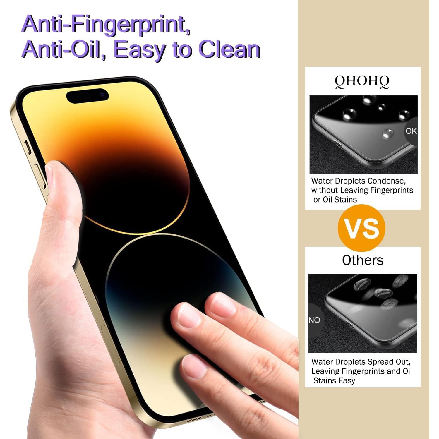 Protector de Pantalla QHOHQ para iPhone 14 Pro 6.1" - 3 Pack Vidrio Templado 9H