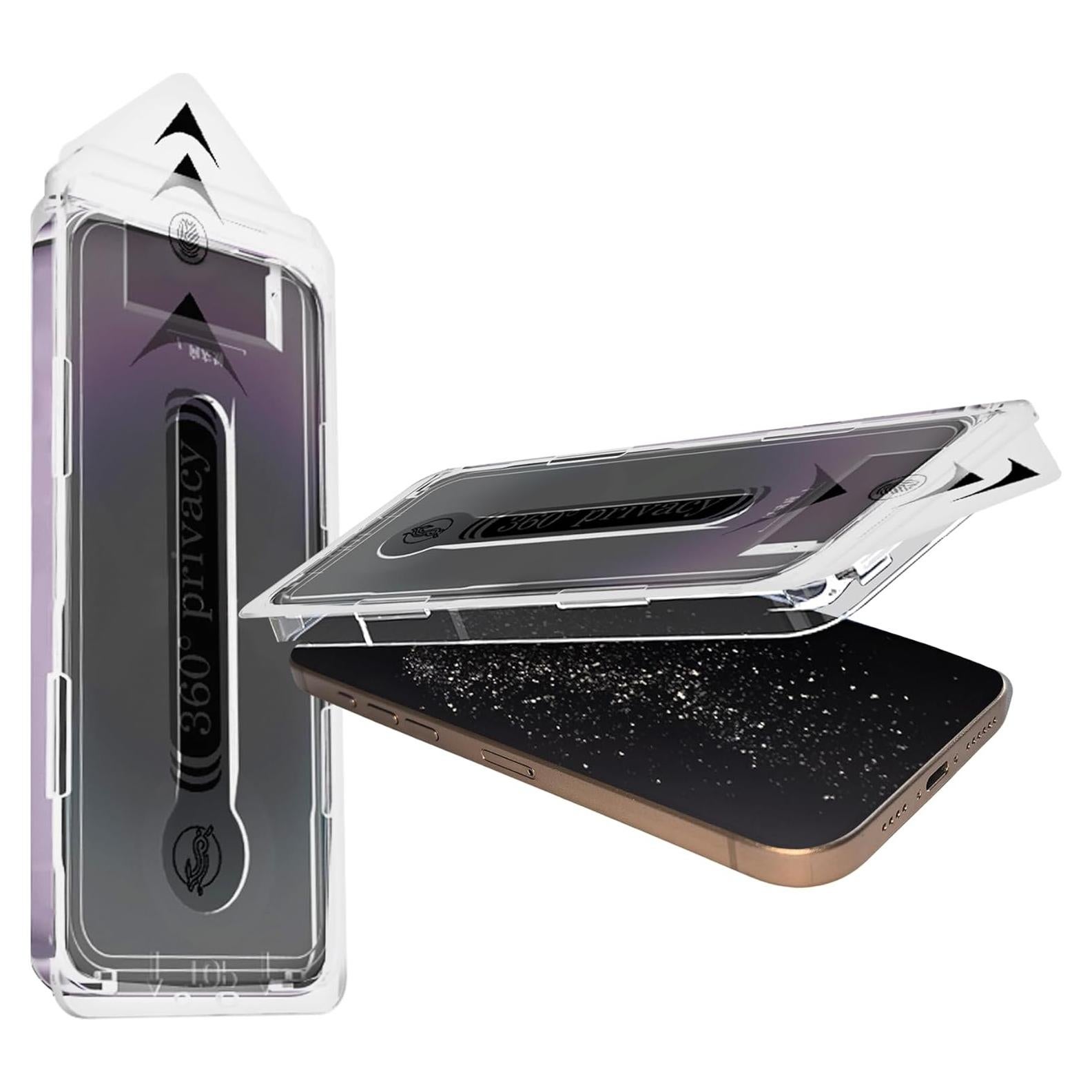 Paquete de 2 Protectores de Pantalla AKARMOVO 360 Grados para iPhone 15/16