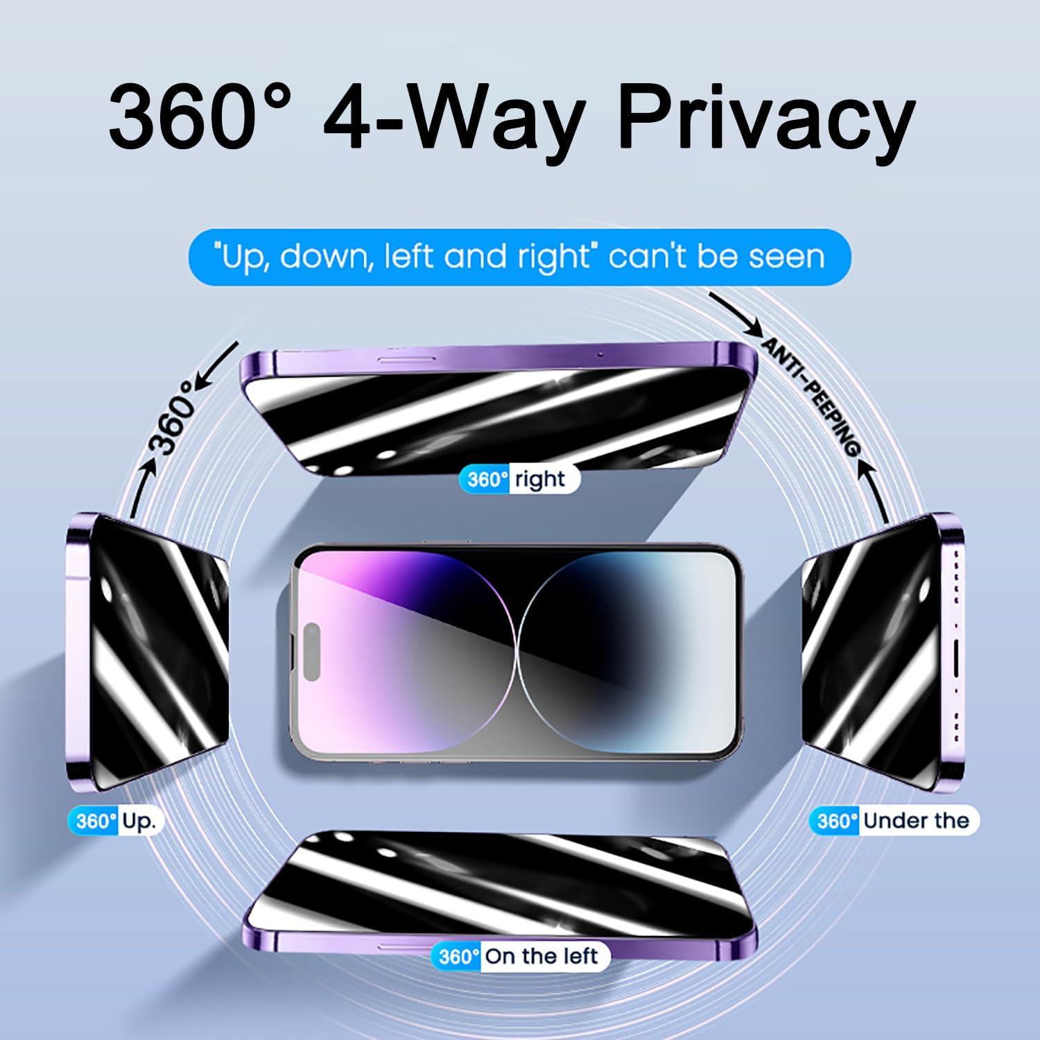 Paquete de 2 Protectores de Pantalla AKARMOVO 360 Grados para iPhone 15/16