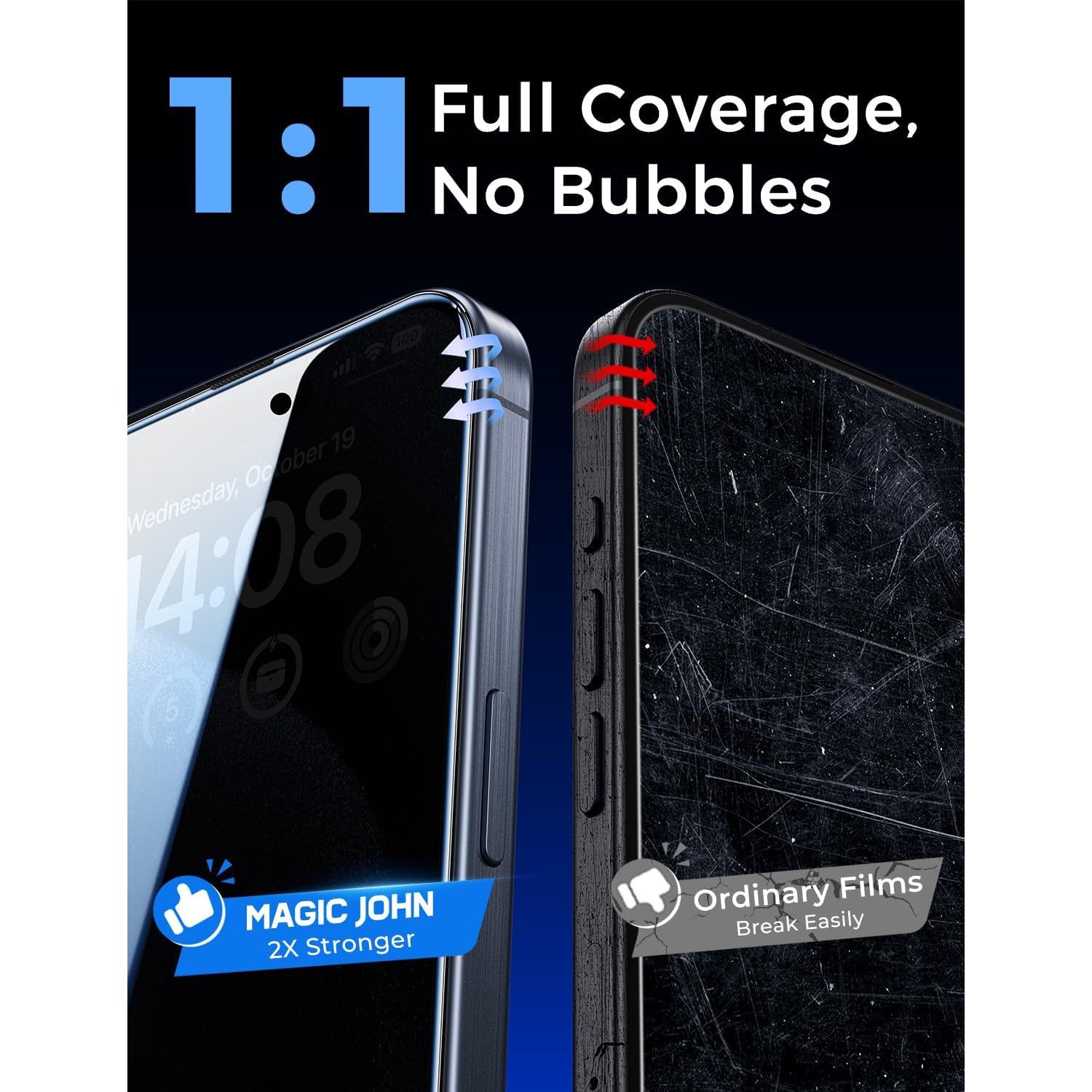 Protector de Pantalla Vidrio Templado MAGIC JOHN iPhone 15 Pro