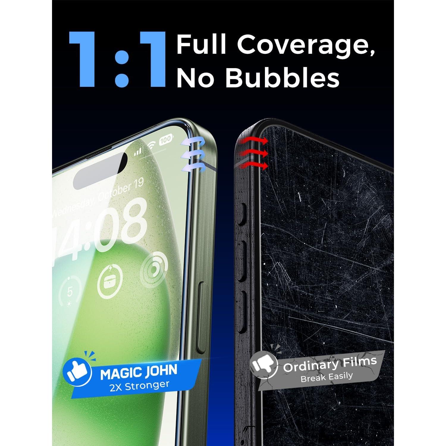 Protector de Pantalla Vidrio Templado MAGIC JOHN para iPhone 15 Plus 6.7"