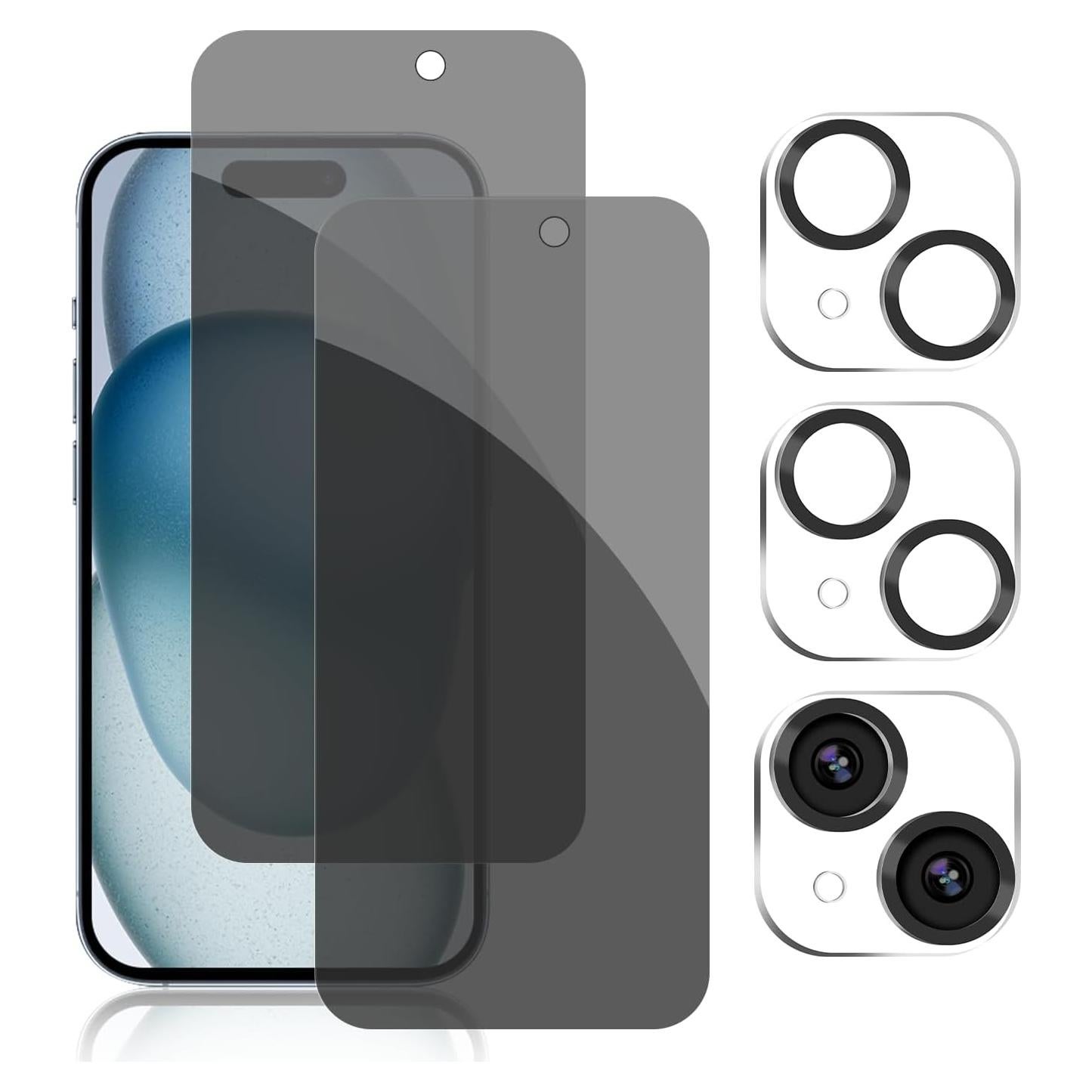 Protector de Pantalla Privado Pehael para iPhone 15 - 4 Piezas