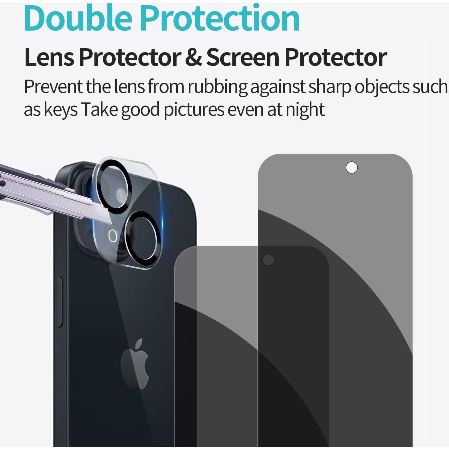 Protector de Pantalla Privado Pehael para iPhone 15 - 4 Piezas