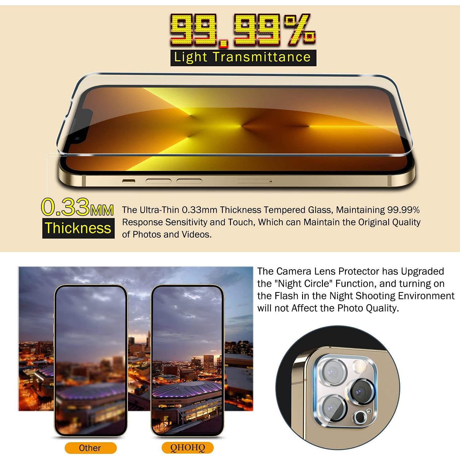 Protector de Pantalla y Lente QHOHQ para iPhone 13 Pro 6.1"