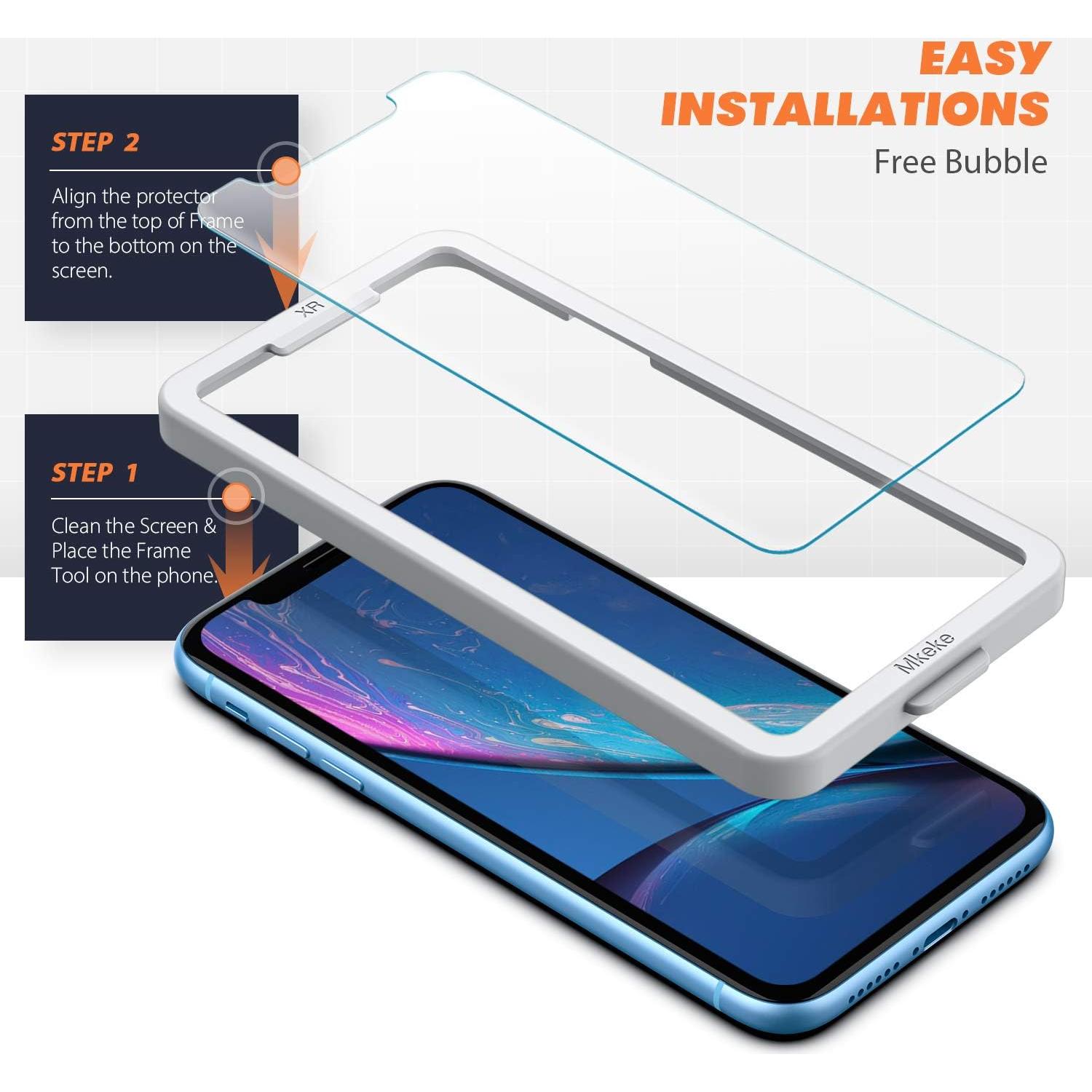 Protector de Pantalla Mkeke para iPhone 11/XR 6.1" Vidrio Templado 9H