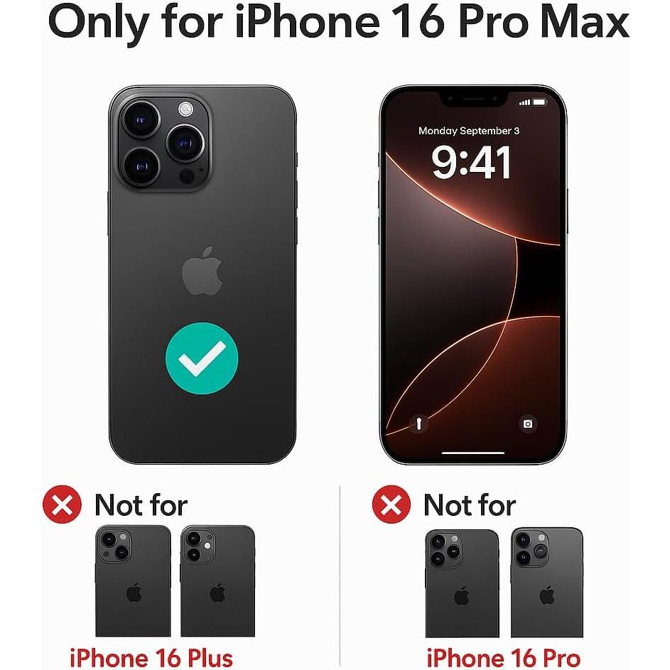 Protector de Pantalla Vidrio Templado BURJME iPhone 16 Pro Max 2-Pack