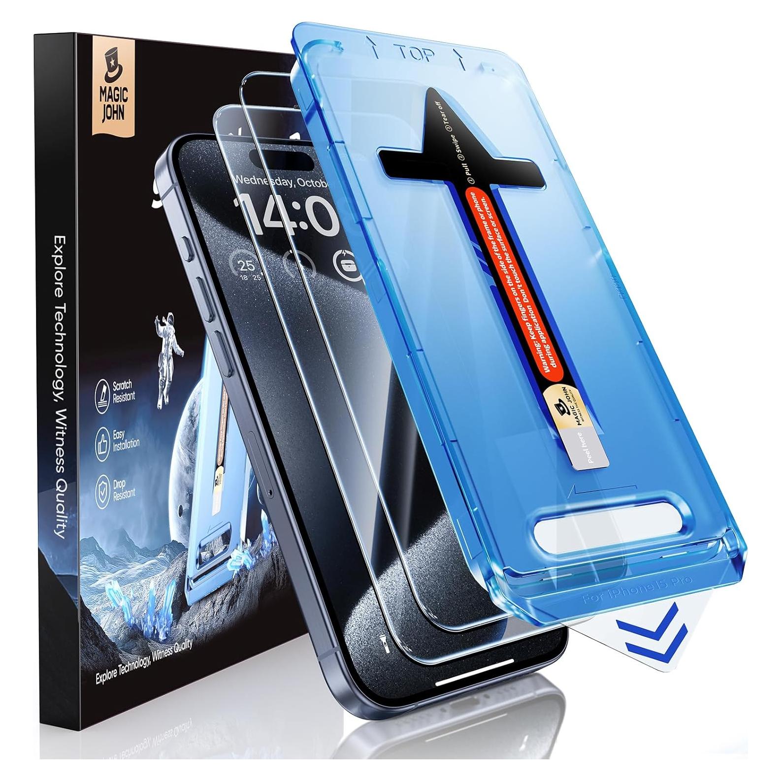 Protector de Pantalla Vidrio Templado MAGIC JOHN para iPhone 15 Pro 6.1"