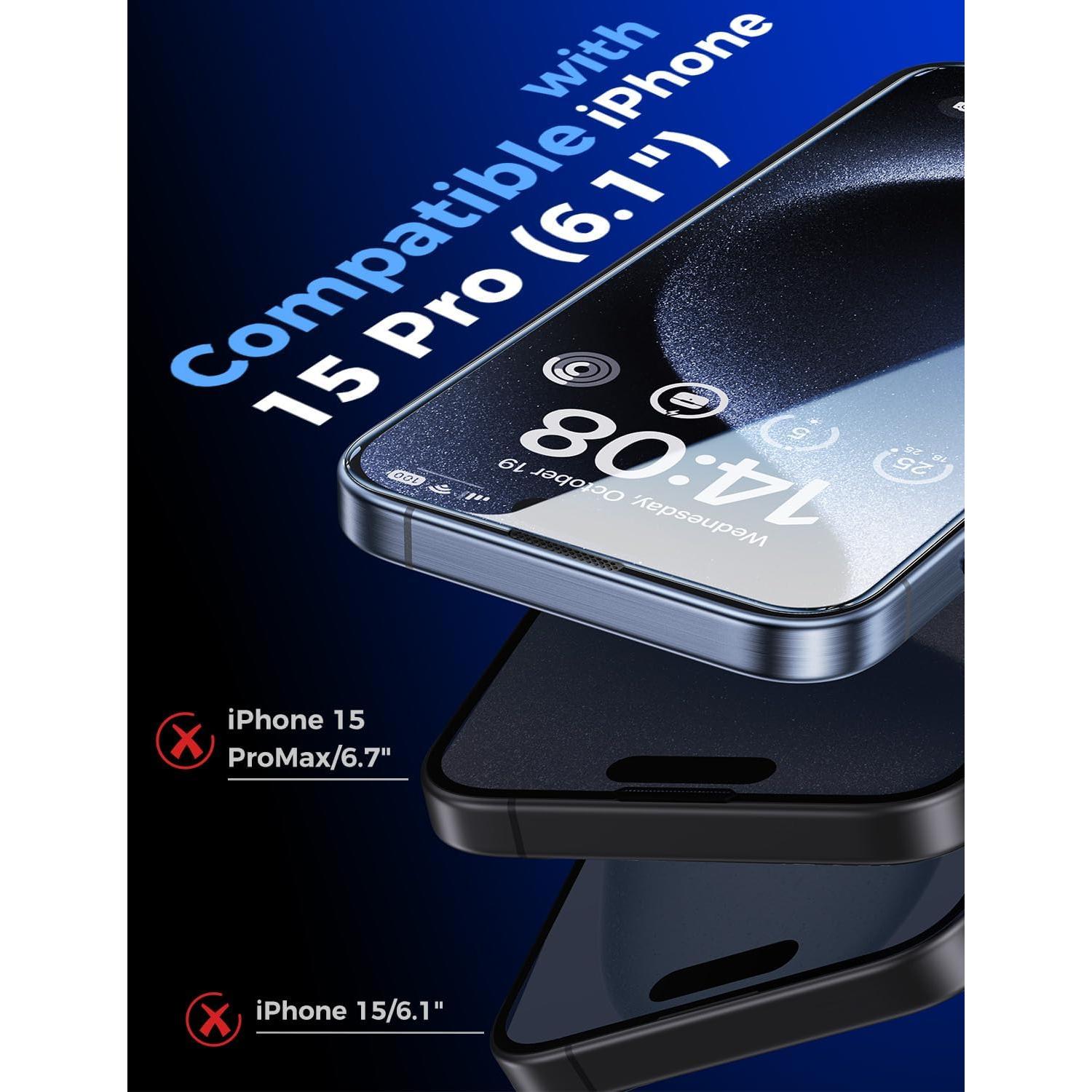 Protector de Pantalla Vidrio Templado MAGIC JOHN para iPhone 15 Pro 6.1"