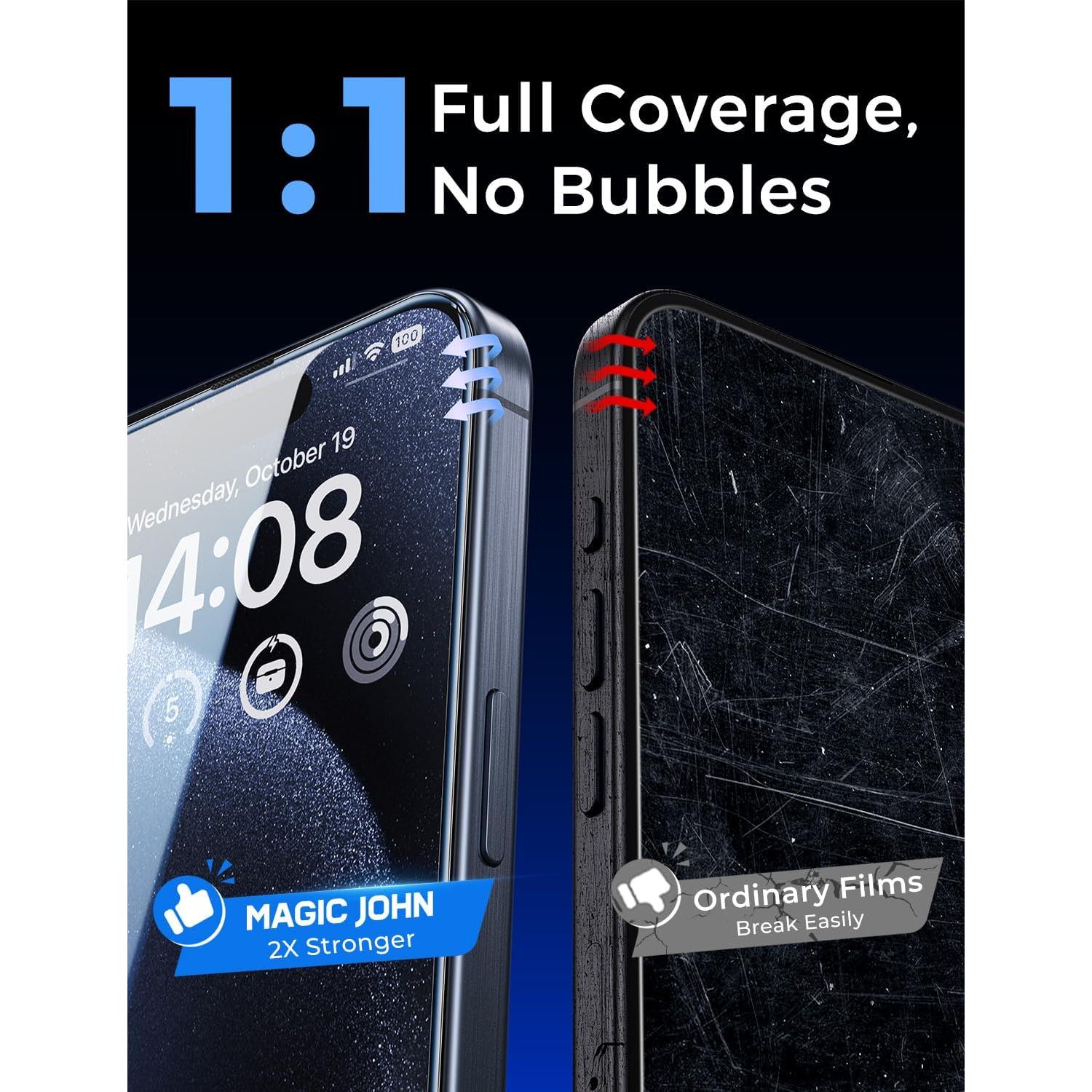 Protector de Pantalla Vidrio Templado MAGIC JOHN para iPhone 15 Pro 6.1"