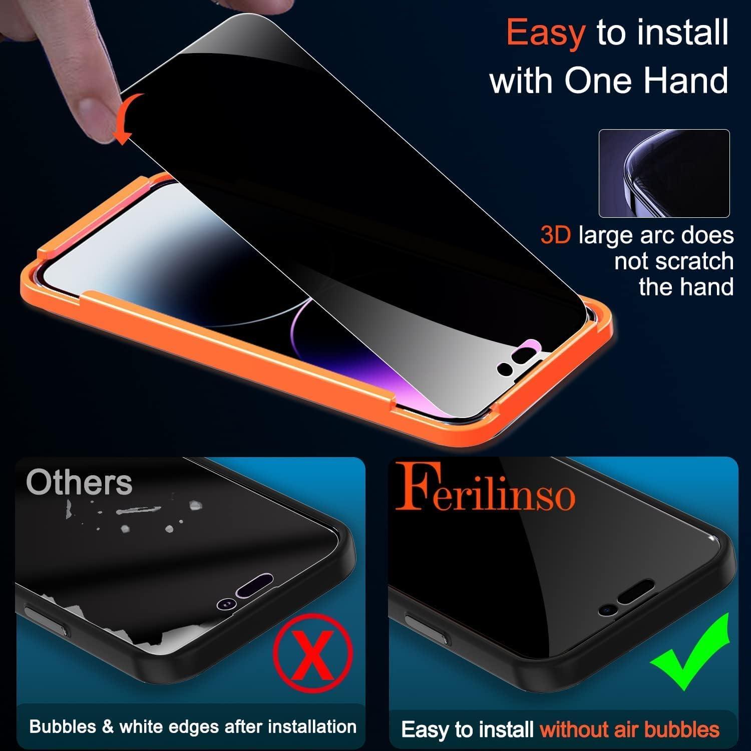 Protector de Pantalla Privado Ferilinso para iPhone 14 Pro Max 6.7"