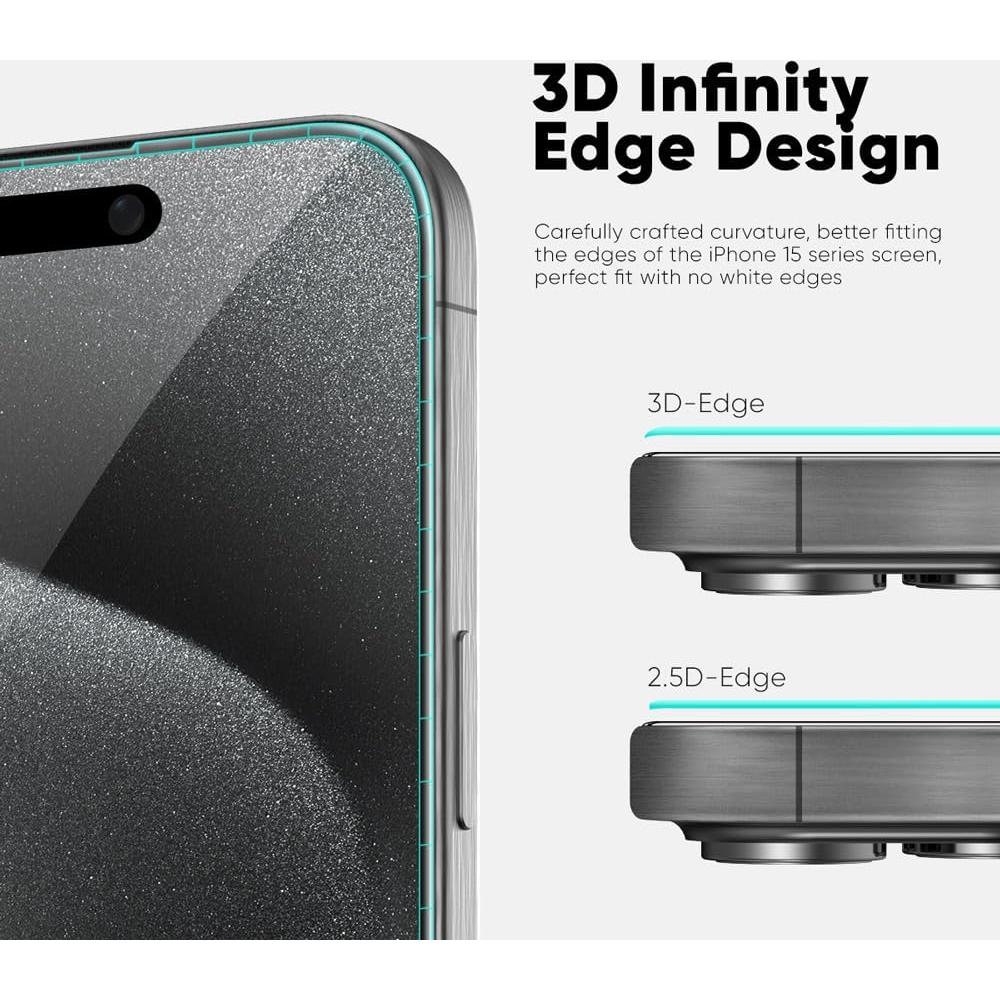 Protector de Pantalla FLOLAB NanoArmour para iPhone 15 Pro - Vidrio Templado 3D Anti-Reflectante