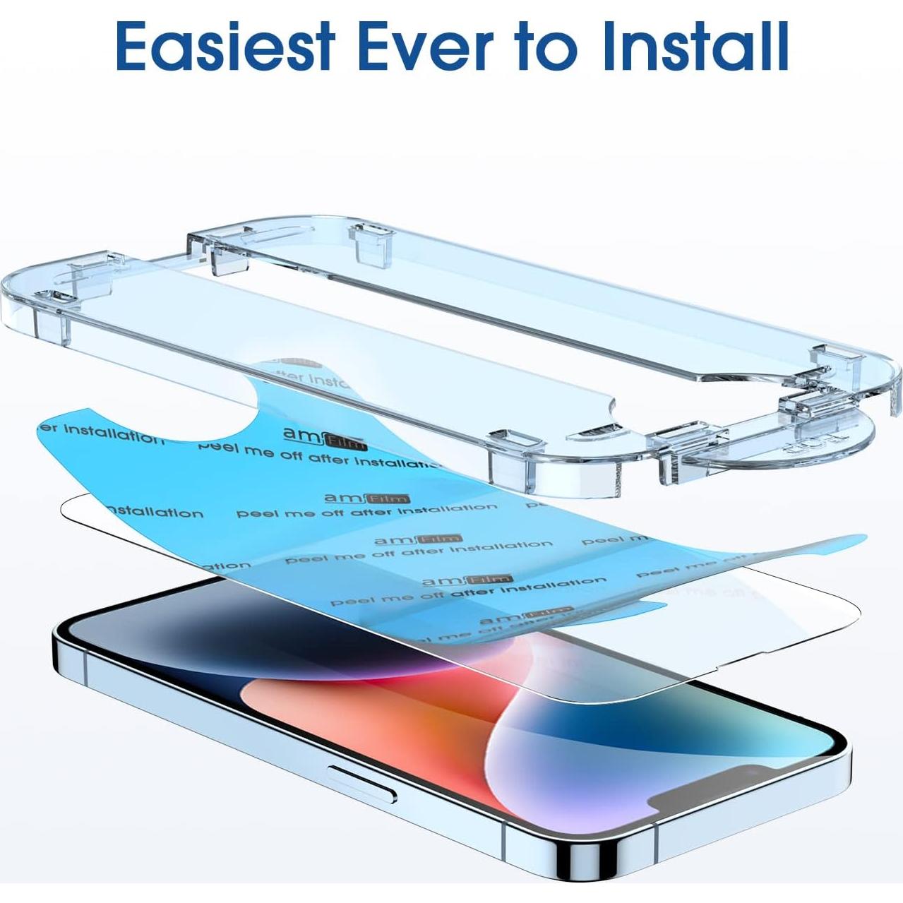 Protector de Pantalla Vidrio Templado amFilm + Lente iPhone 14 6.1"