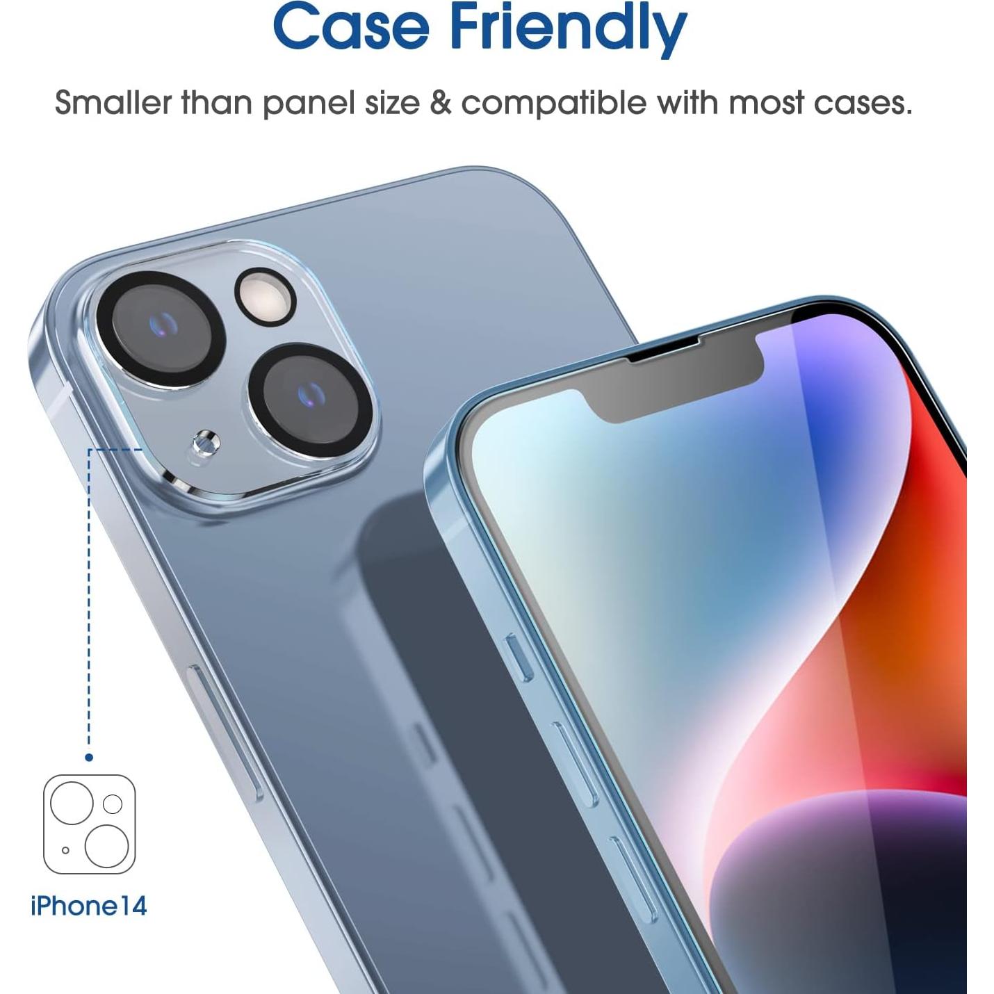 Protector de Pantalla Vidrio Templado amFilm + Lente iPhone 14 6.1"