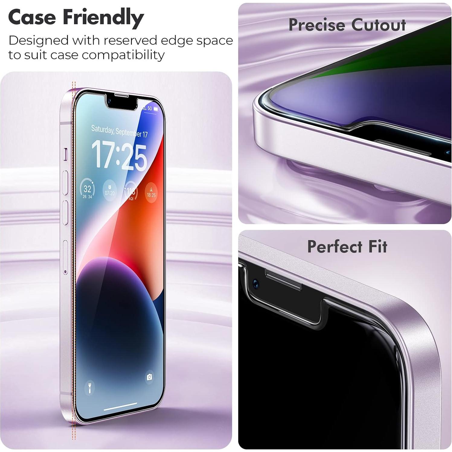 Protector de Pantalla Irrompible UNBREAKcable para iPhone 13 Pro Max/14 Plus - Paquete de 3, Dureza 9H, Instalación Fácil