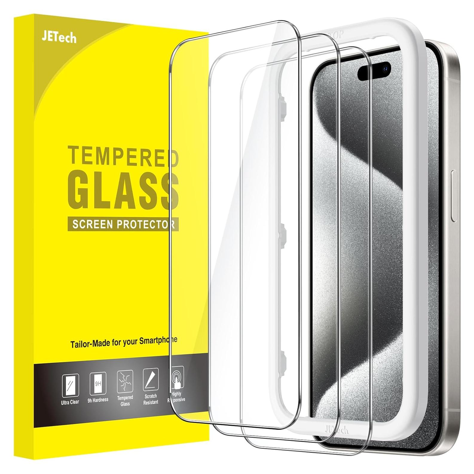 Protector de Pantalla JETech para iPhone 15 Pro 6.1" Vidrio Templado