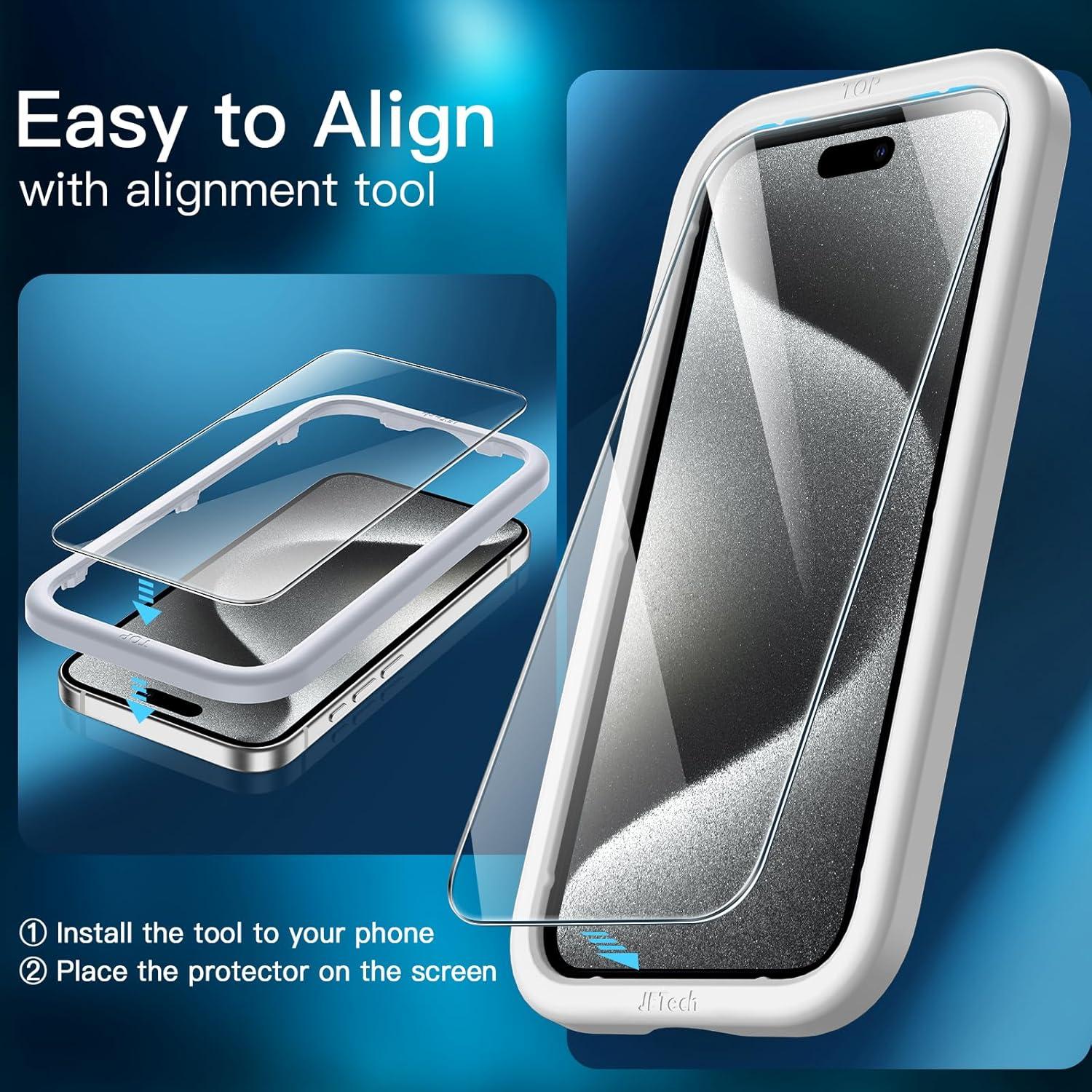 Protector de Pantalla JETech para iPhone 15 Pro 6.1" Vidrio Templado