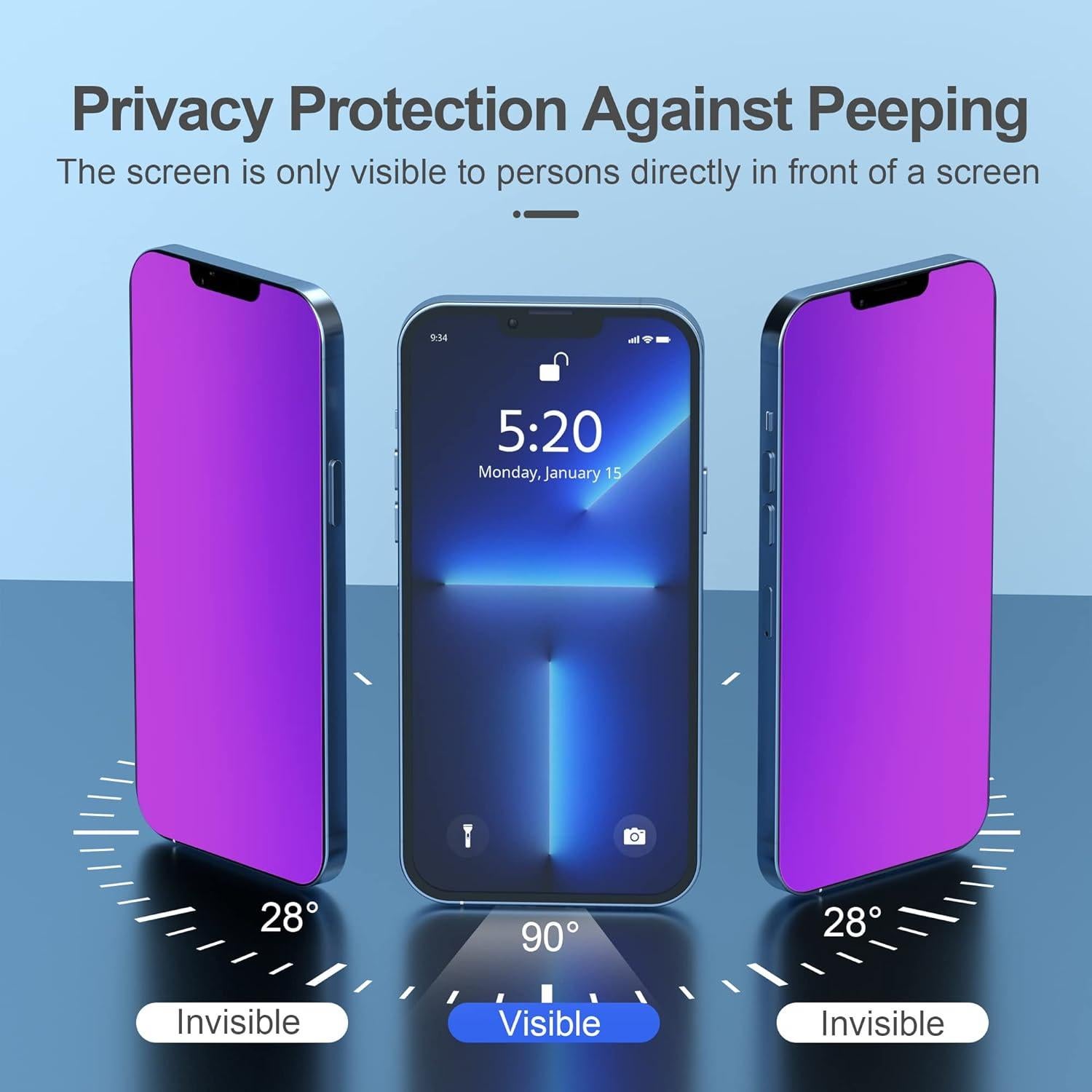 Protector de Pantalla Privado Papikiss para iPhone 13/14 Pro 6.1"