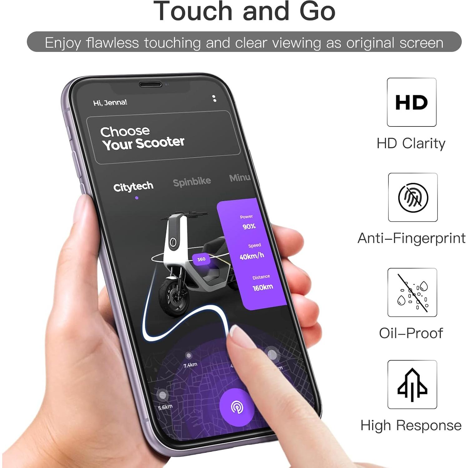 Protector de Pantalla JETech para iPhone 11/XR 6.1" Vidrio Templado