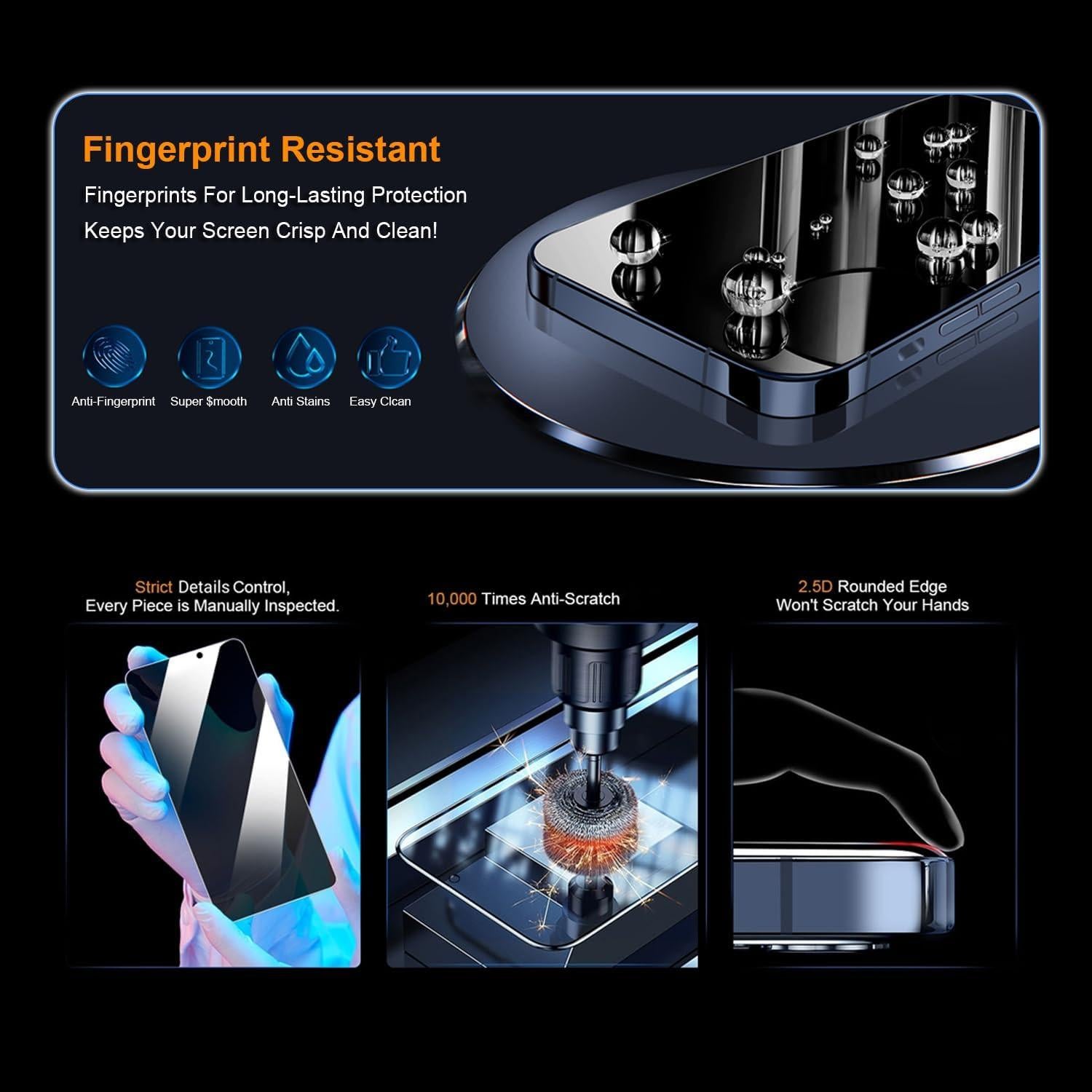 Protector de Pantalla OneFish Privacidad para iPhone 16 9H