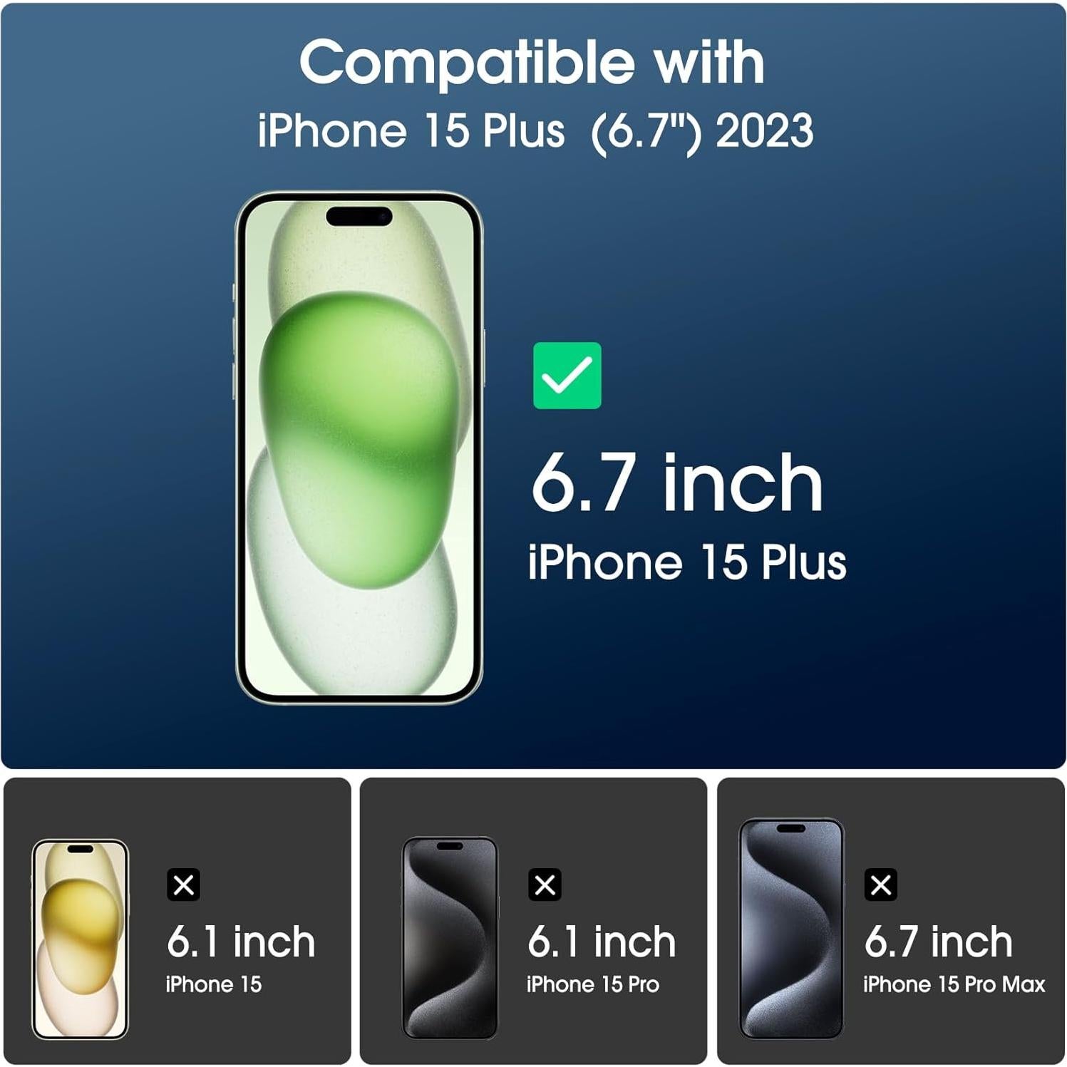 amFilm OneTouch 2+2 Pack for iPhone 15 Plus 6.7" Screen Protector Tempered Glass with Camera Lens Protector, Easiest Premium Installation Kit, Bubble Free, Case Friendly, 9H Hardness, Anti-Scratch