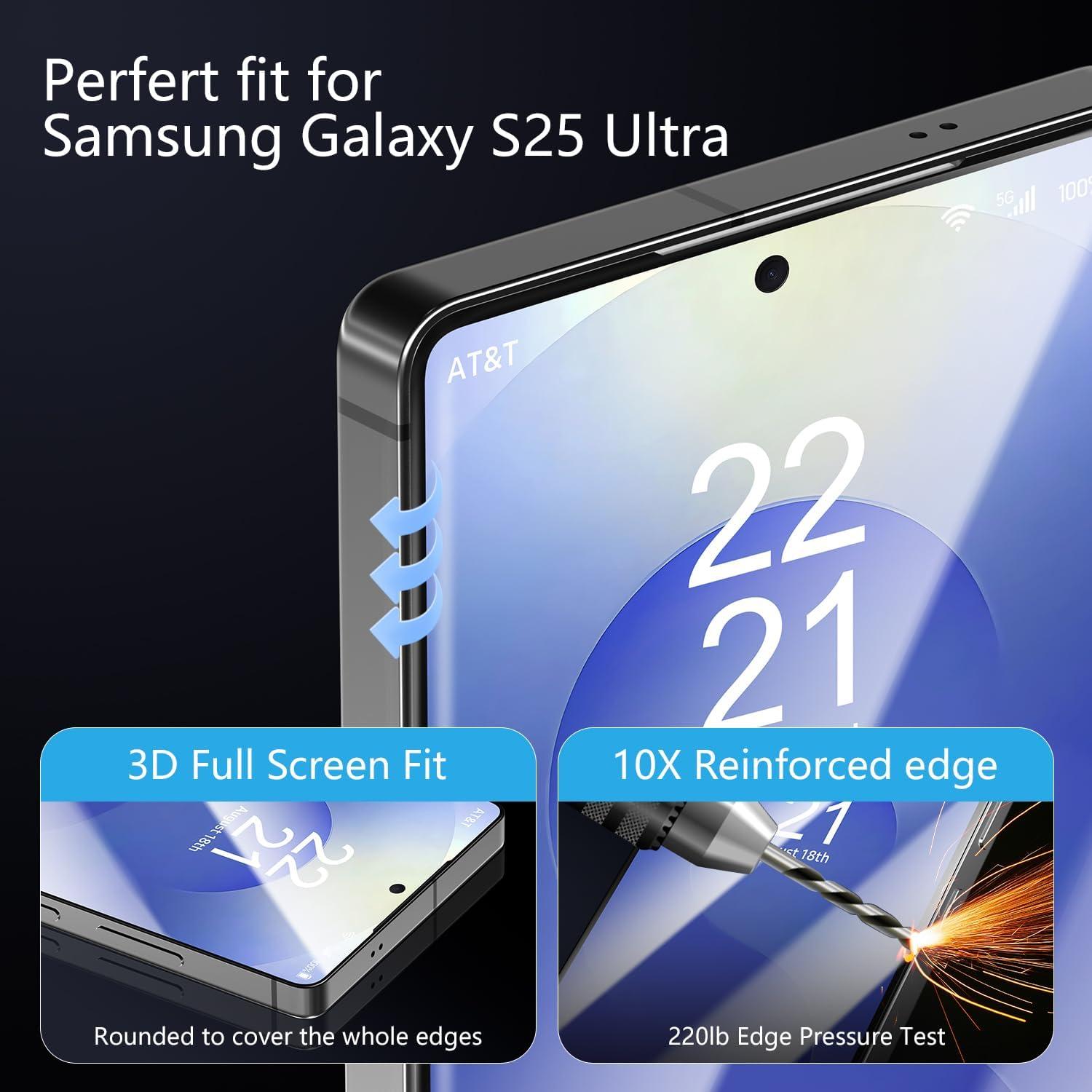 Protector de Pantalla X-it para Samsung Galaxy S25 Plus - 2 Paquetes, Vidrio Templado 9H, Instalación Sin Burbujas