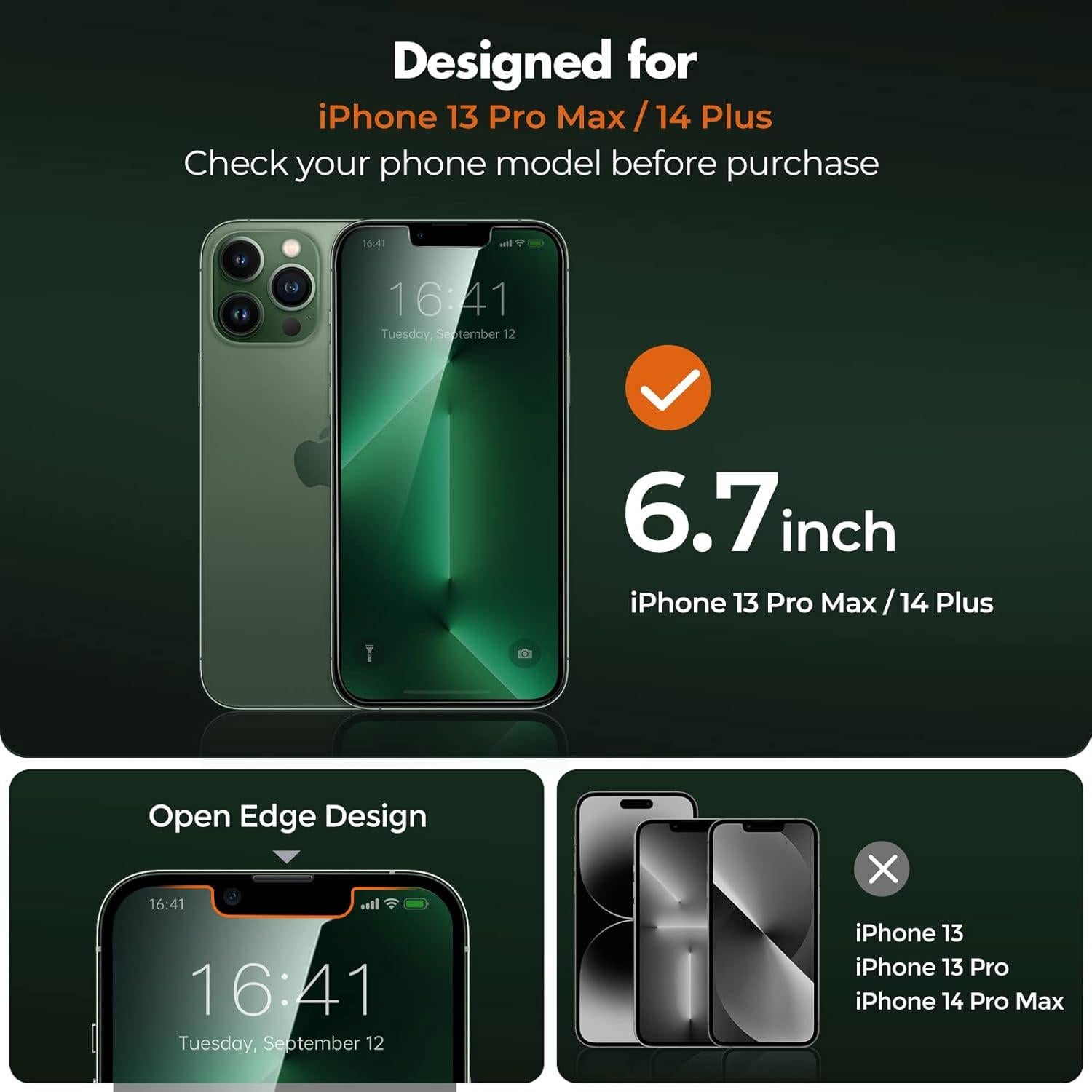 Protector de Pantalla Privado UNBREAKcable para iPhone 13 Pro Max/14 Plus - Vidrio Templado 9H