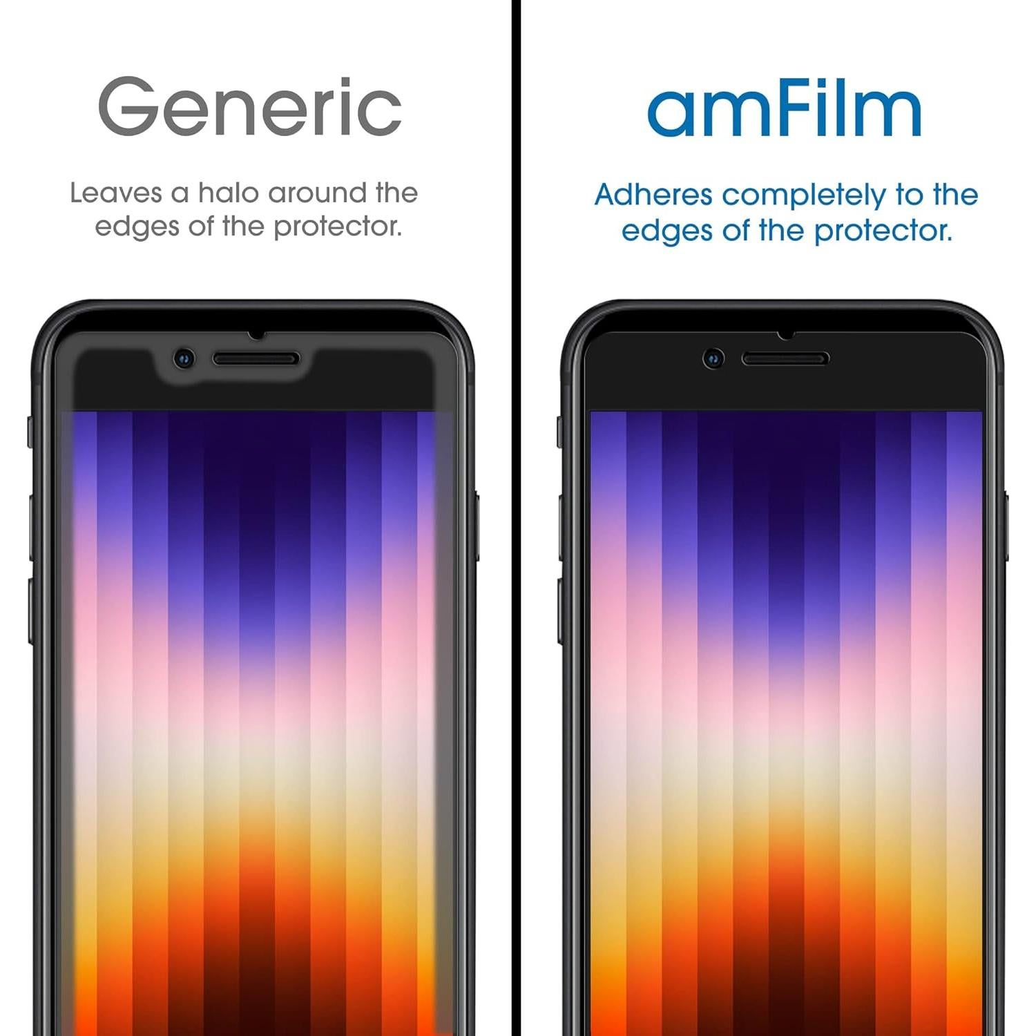 Protector de Pantalla Vidrio Templado amFilm para iPhone SE 2/3, 8, 7, 6S, 6