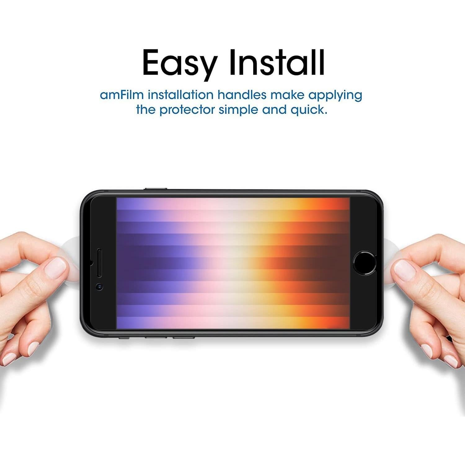 Protector de Pantalla Vidrio Templado amFilm para iPhone SE 2/3, 8, 7, 6S, 6