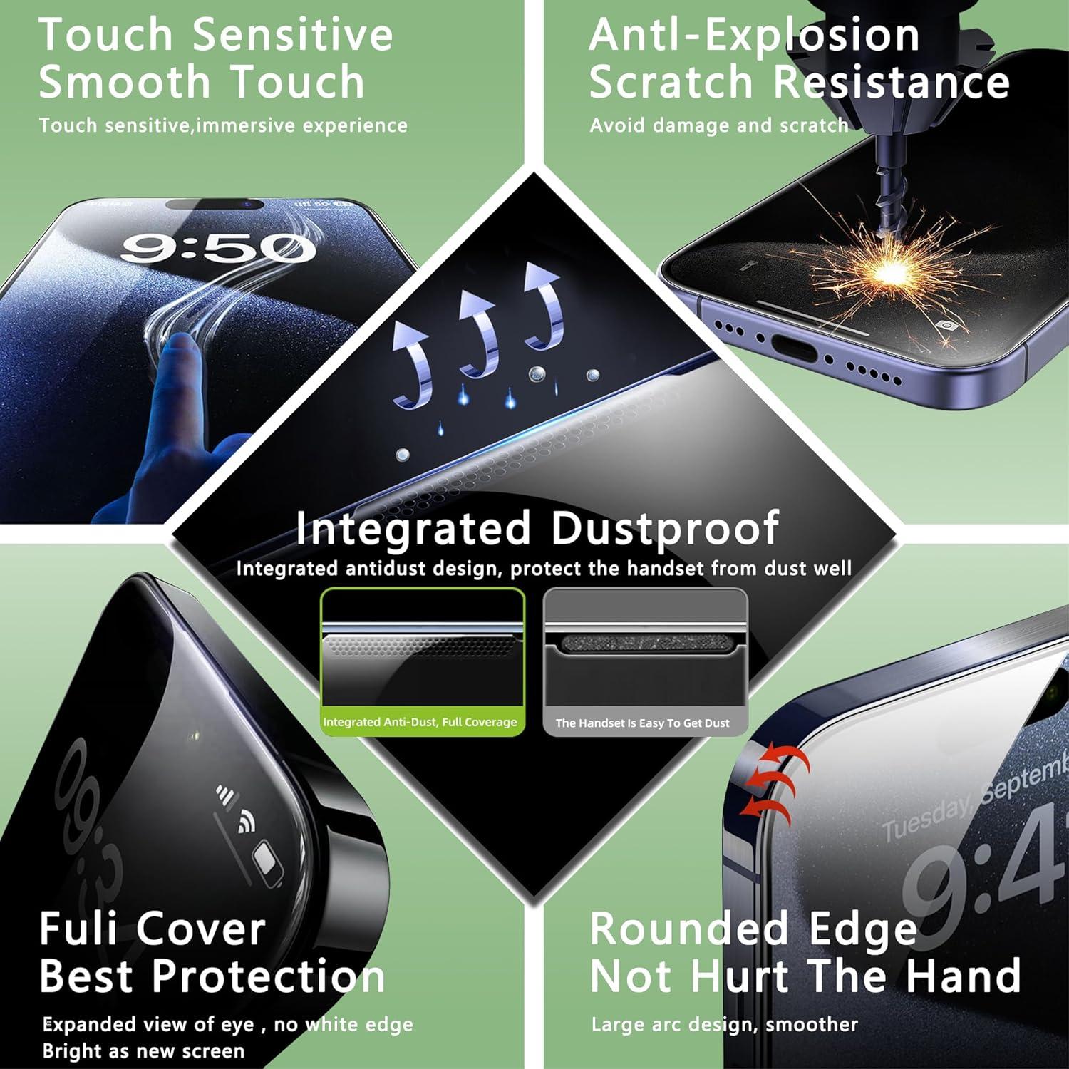 Protector de Pantalla Privado SHANG PIN JIA para iPhone 16/15/14 Pro 6.1"