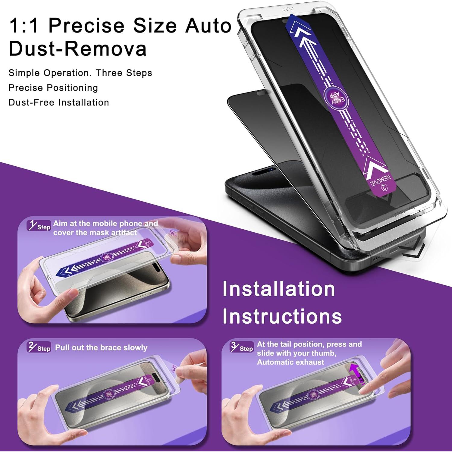 Protector de Pantalla Privada Mate CHISHA para iPhone 16/15/14 Pro