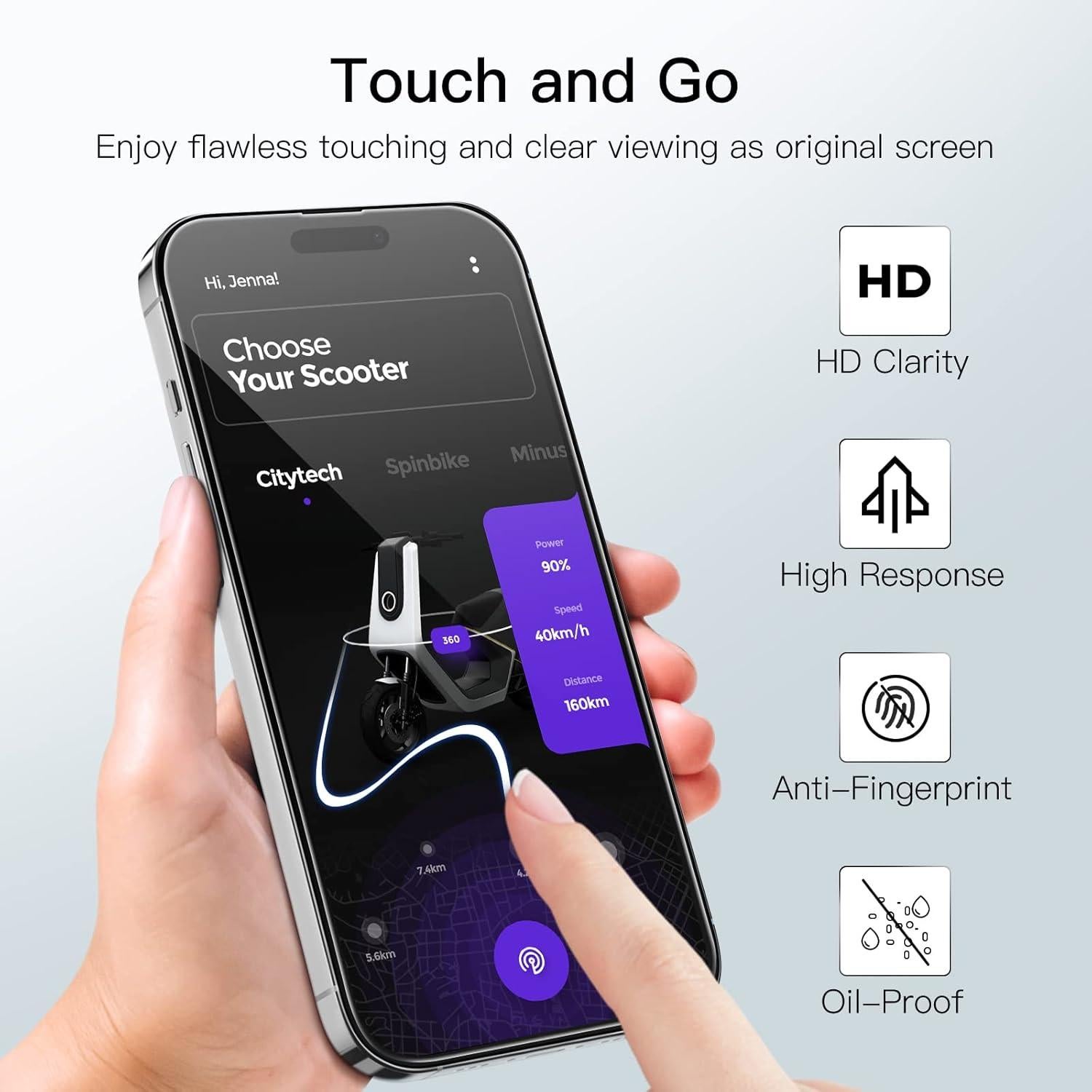 Protector de Pantalla JETech para iPhone 14 Pro Max 6.7" Vidrio Templado 9H