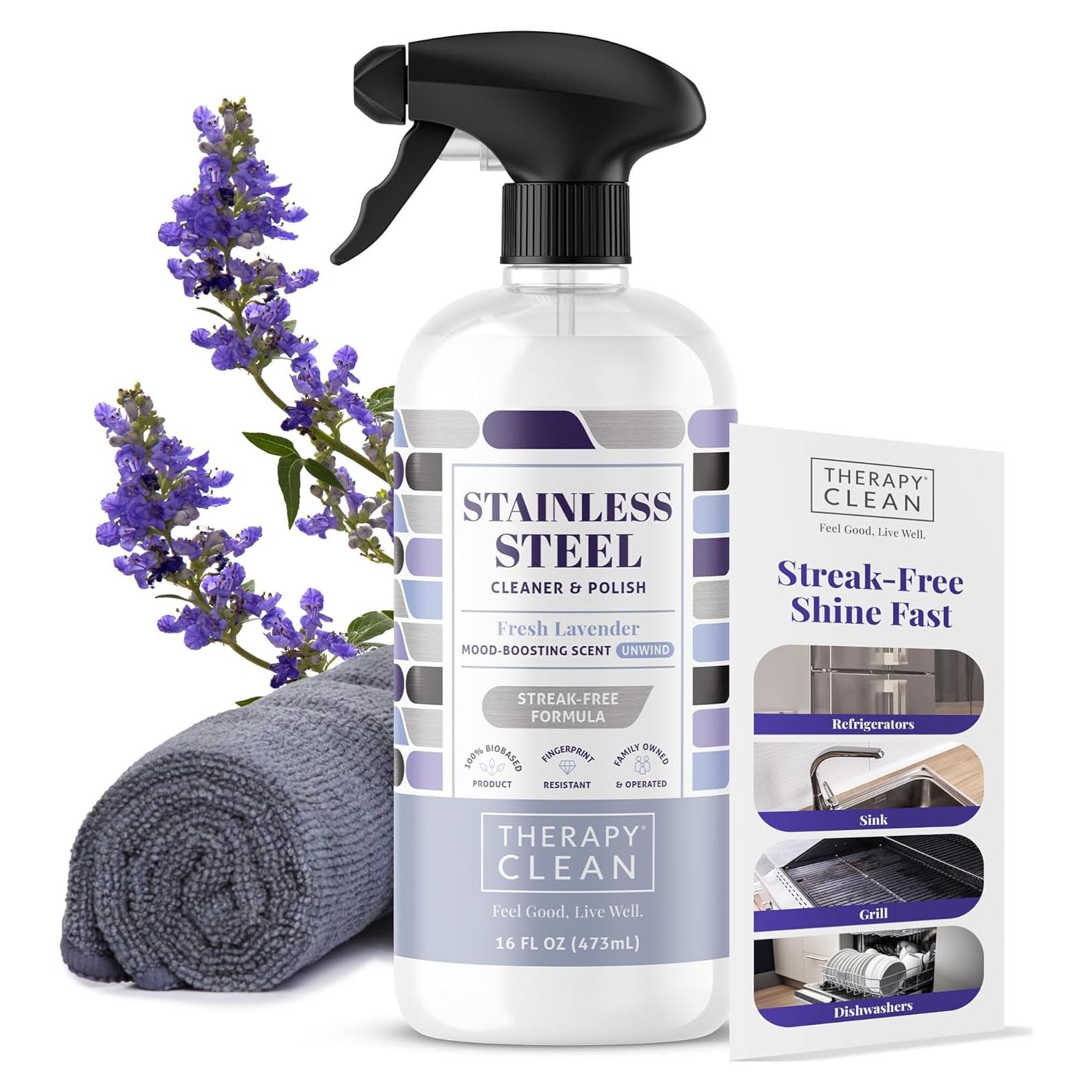 Limpiador de Acero Inoxidable Therapy 473ml con Paño Microfibra