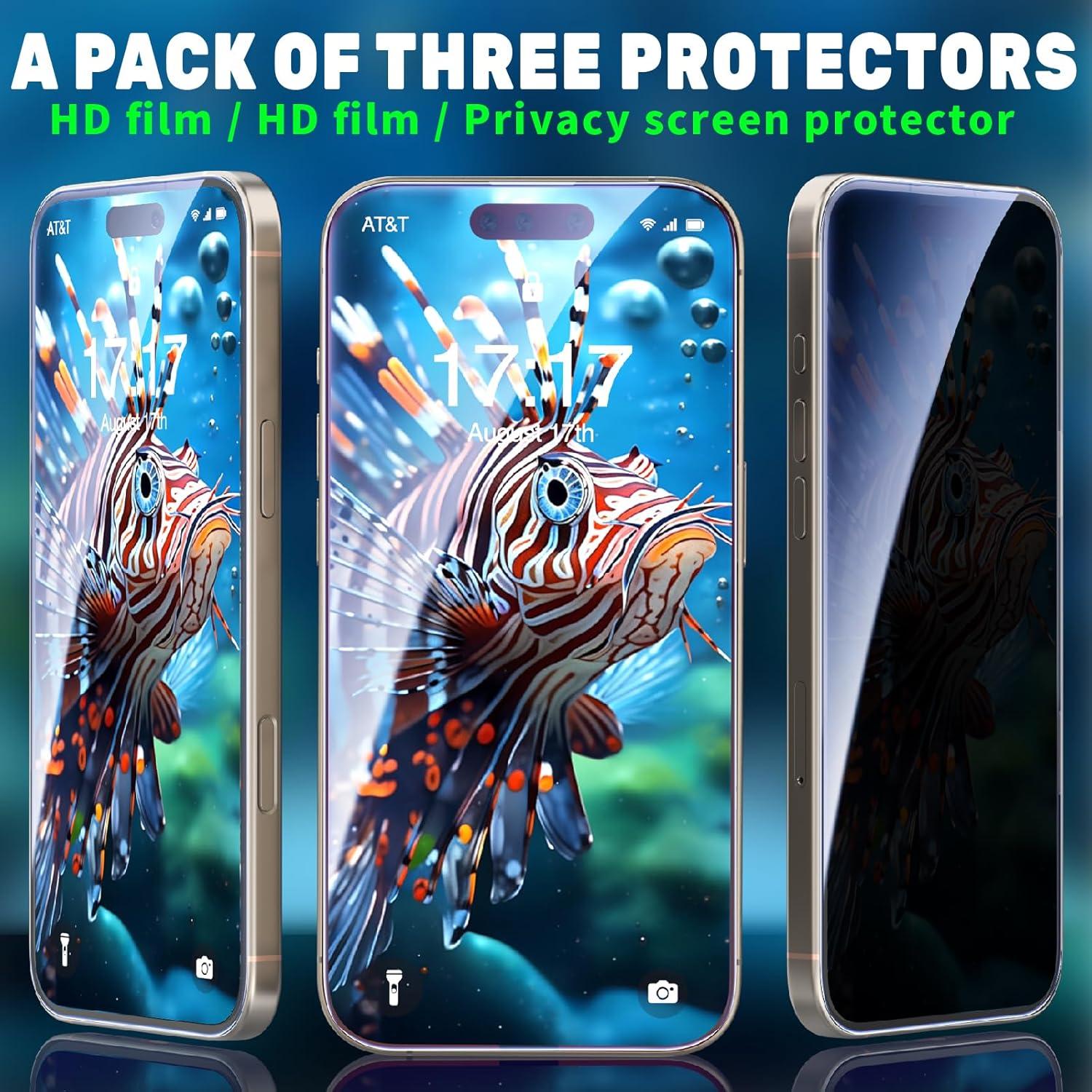 Paquete de 3 Protectores de Pantalla Vidrio Templado iPhone 16 Pro