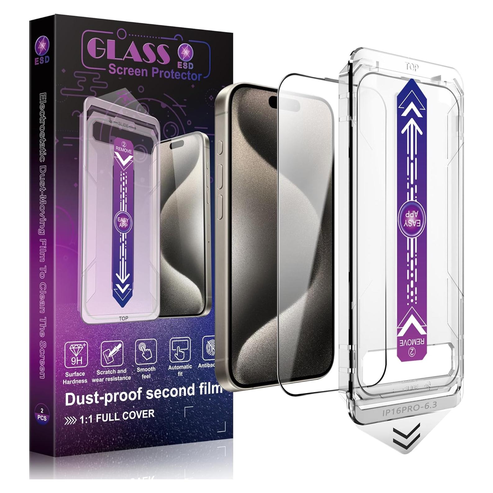 Protector de Pantalla Vidrio Templado 2 Pack SHANG PIN JIA iPhone 16 Pro