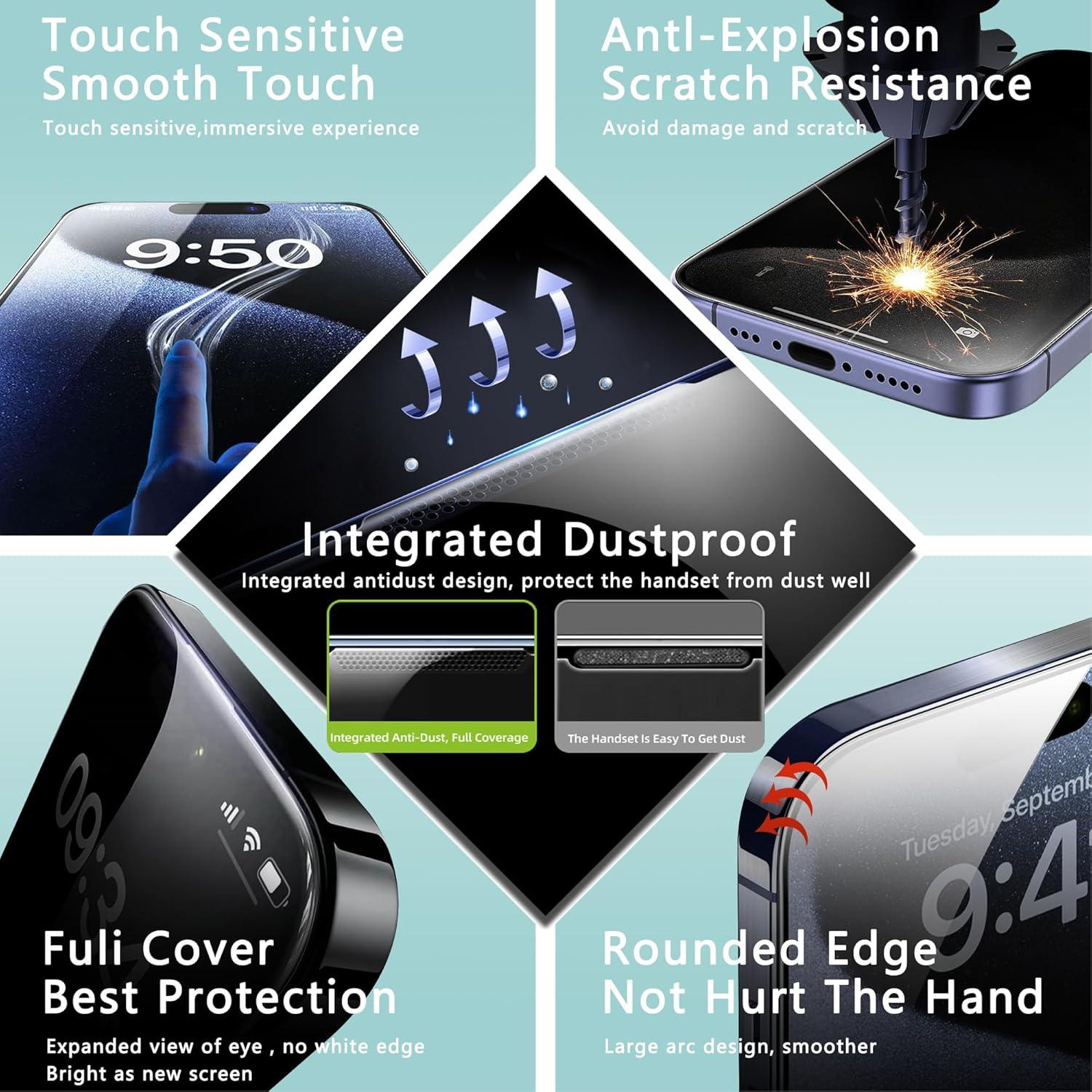 Protector de Pantalla Vidrio Templado 2 Pack SHANG PIN JIA iPhone 16 Pro