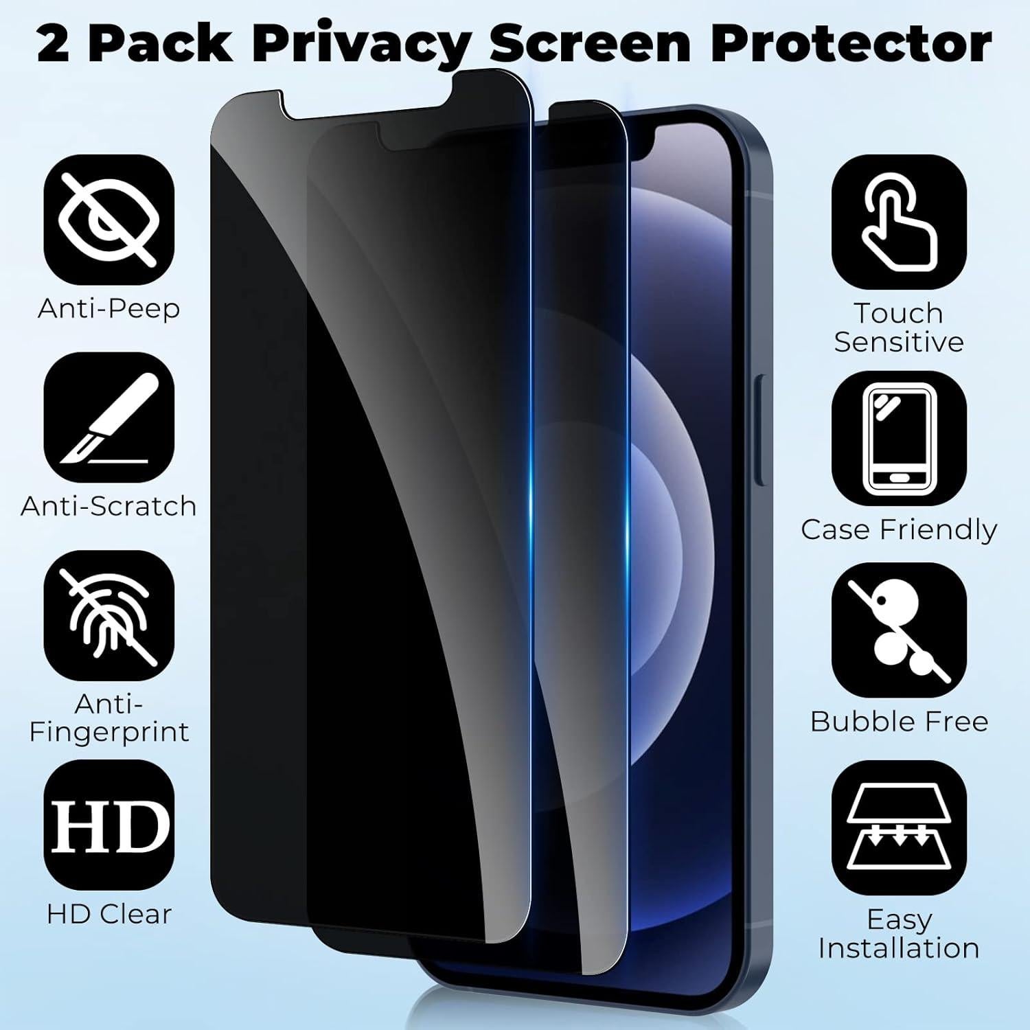 Protector de Pantalla Privado WHPXJY para iPhone 12/12 Pro 6.1"